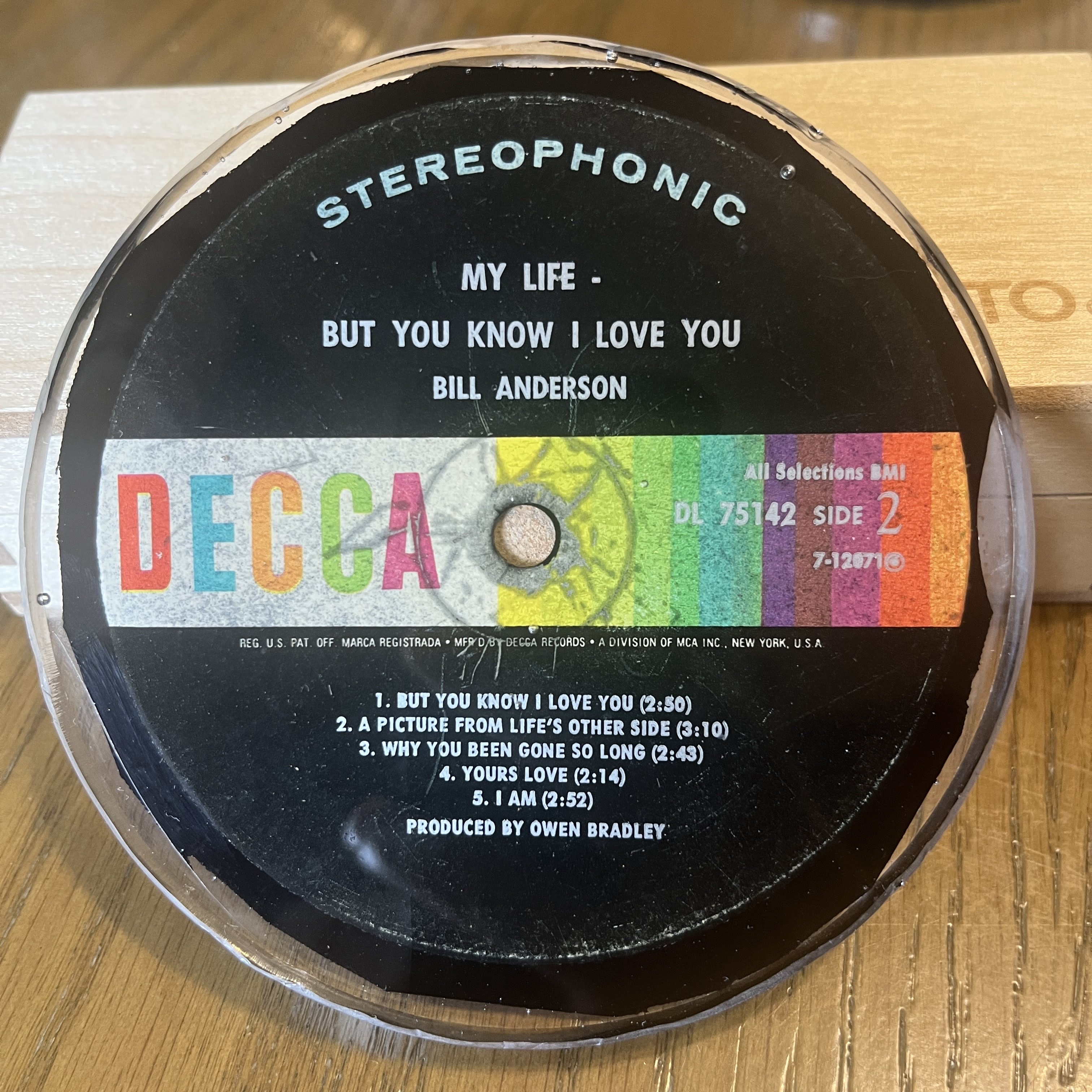 Handmade Vintage Vinyl Record Label Resin Coaster - Bill Anderson