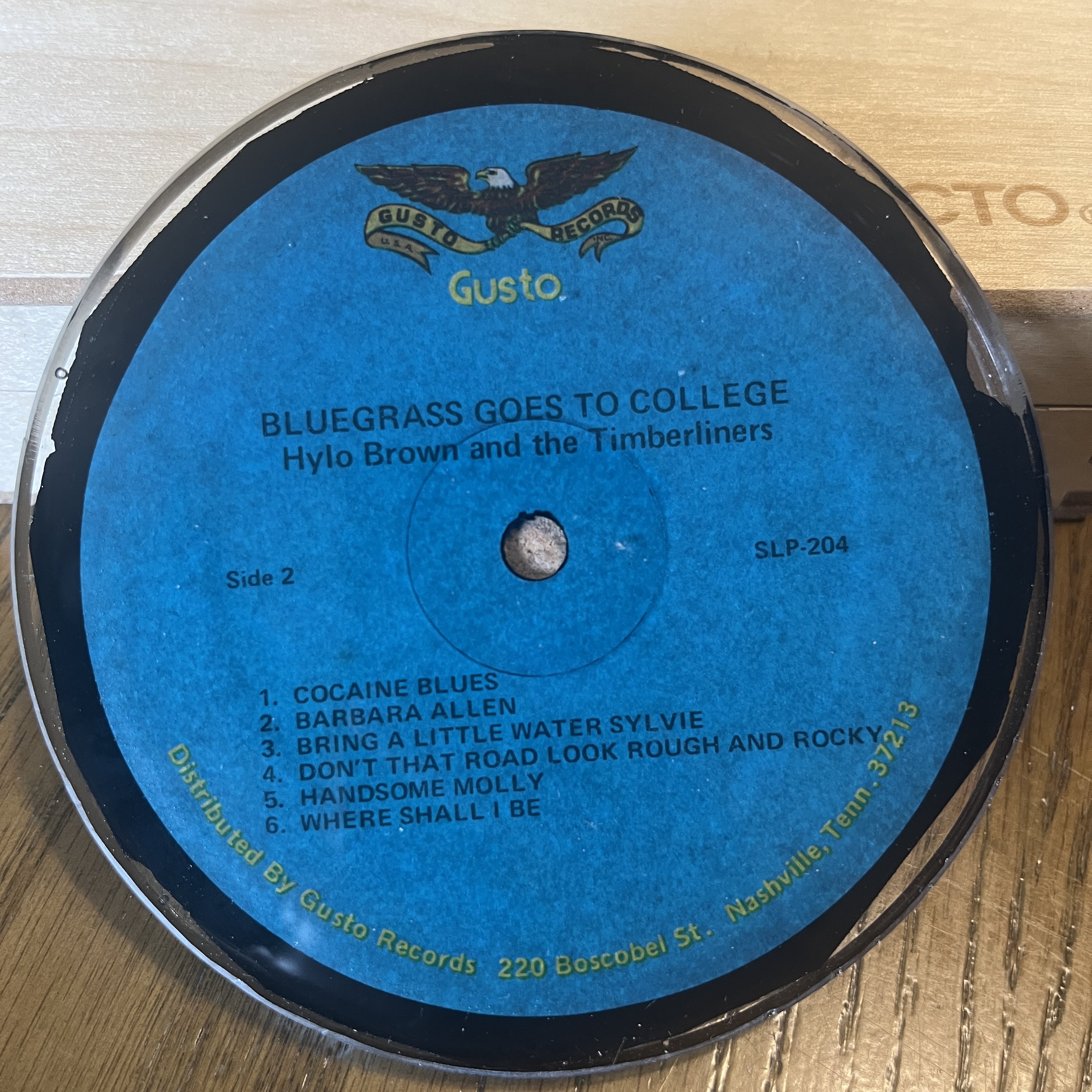 Handmade Vintage Vinyl Record Label Resin Coaster - Bluegrass Goes To College