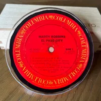 Handmade Vintage Vinyl Record Label Resin Coaster - Marty Robbins