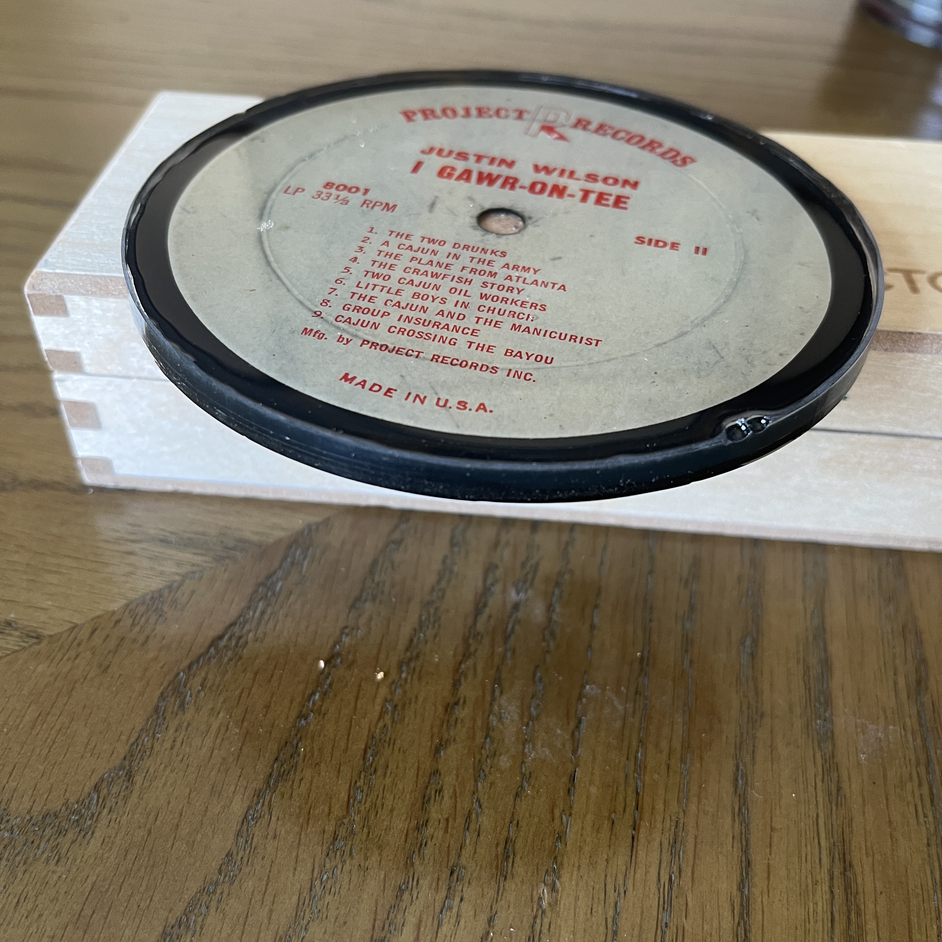 Handmade Vintage Vinyl Record Label Resin Coaster - Justin Wilson — image 2