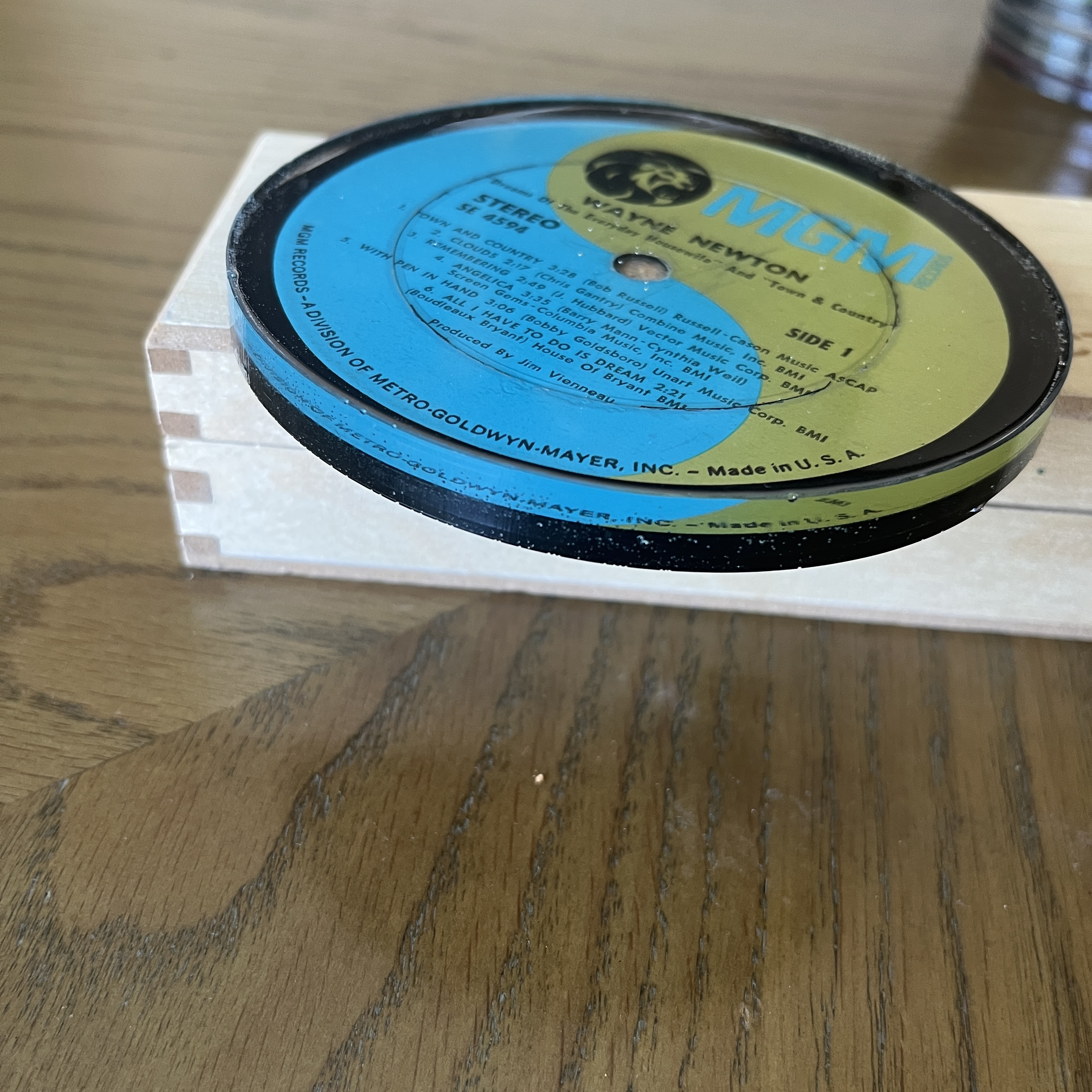 Handmade Vintage Vinyl Record Label Resin Coaster - Wayne Newton — image 2