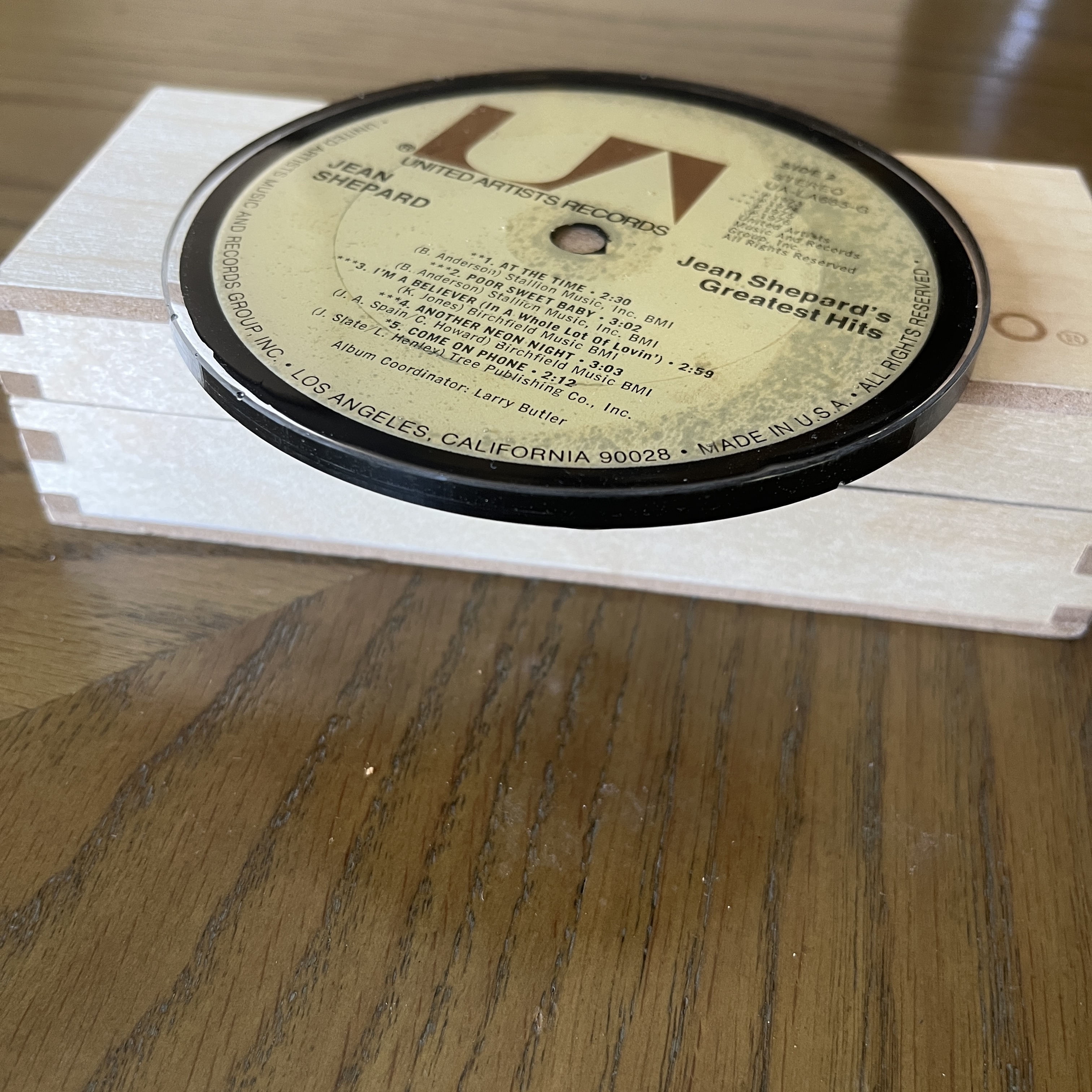 Handmade Vintage Vinyl Record Label Resin Coaster - Jean Shepard's Greatest Hits — image 2