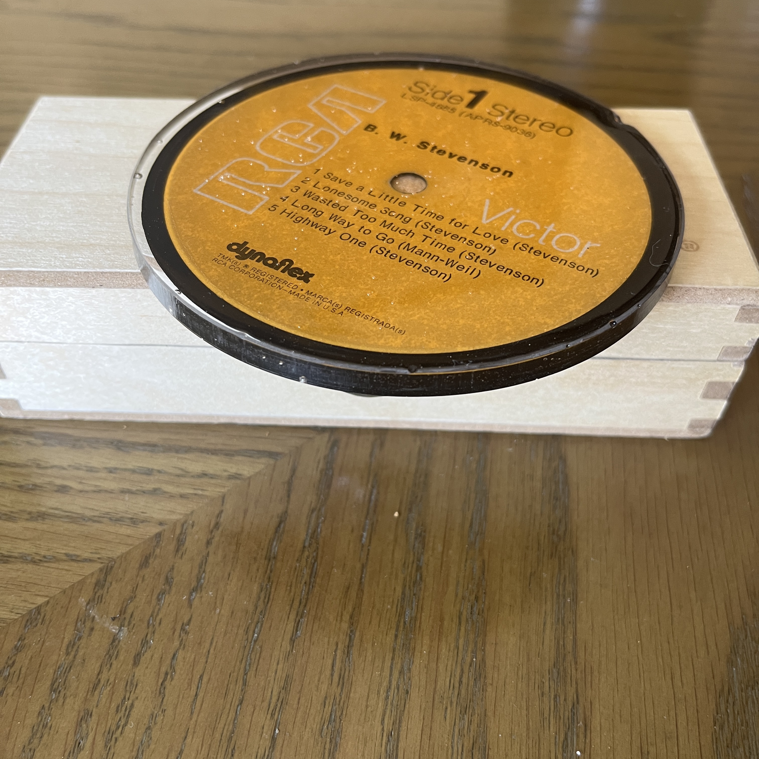 Handmade Vintage Vinyl Record Label Resin Coaster - B. W. Stevenson — image 2