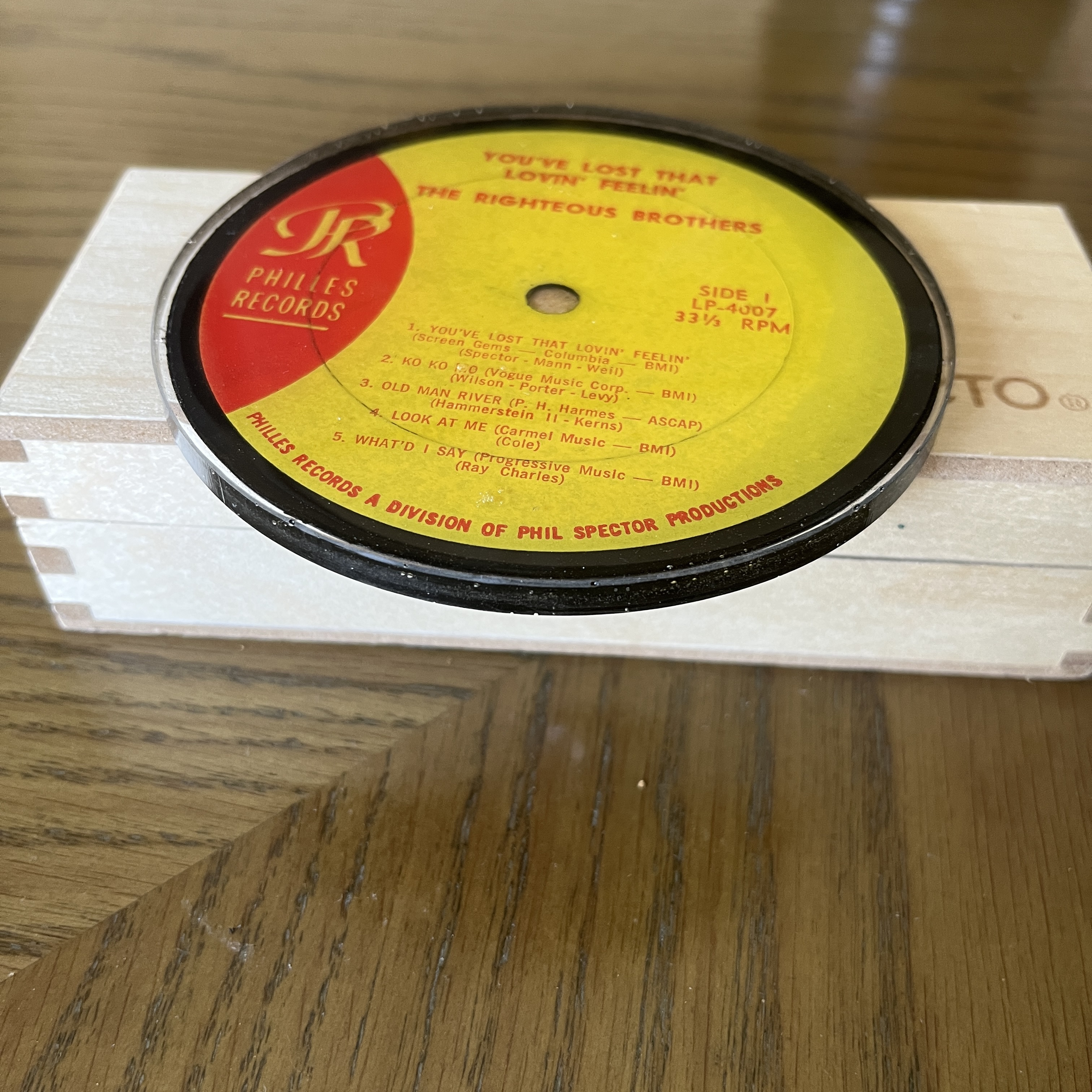 Handmade Vintage Vinyl Record Label Resin Coaster - The Righteous Brothers — image 2