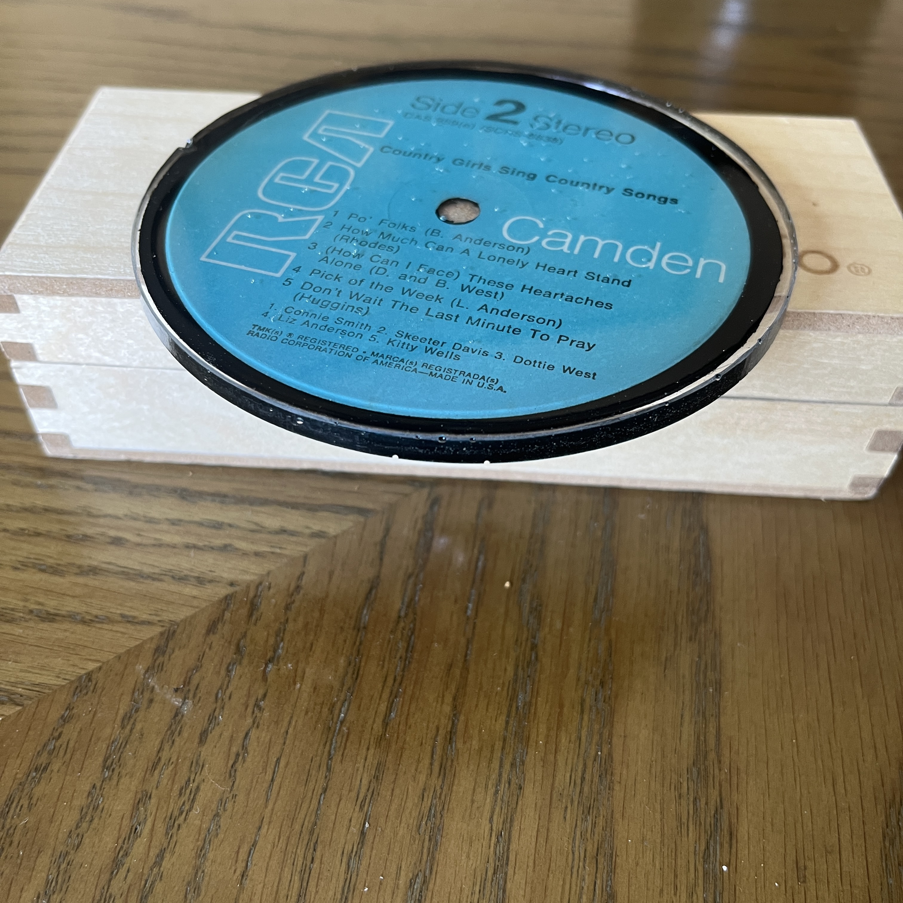 Handmade Vintage Vinyl Record Label Resin Coaster — image 2