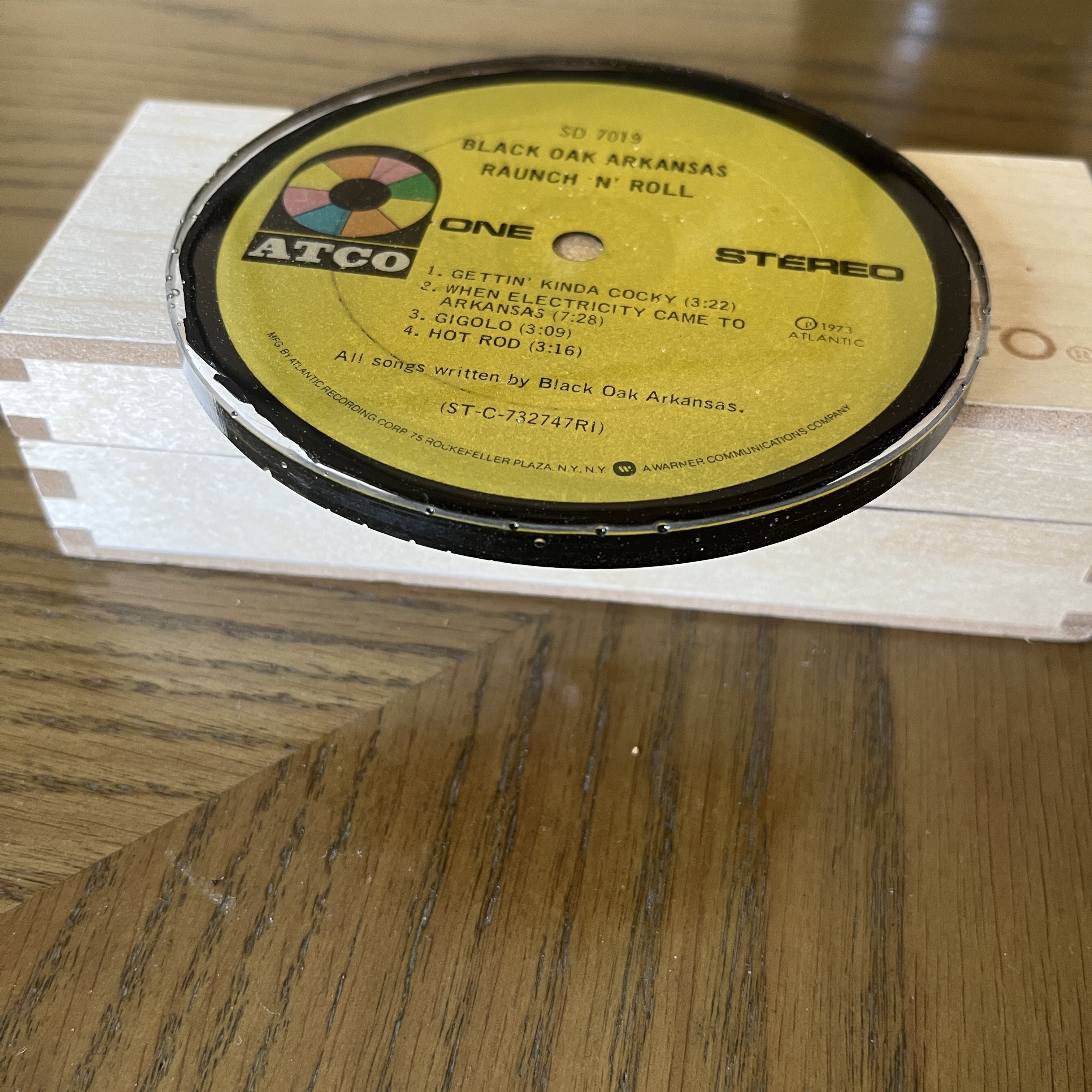Handmade Vintage Vinyl Record Label Resin Coaster - Black Oak Arkansas — image 2