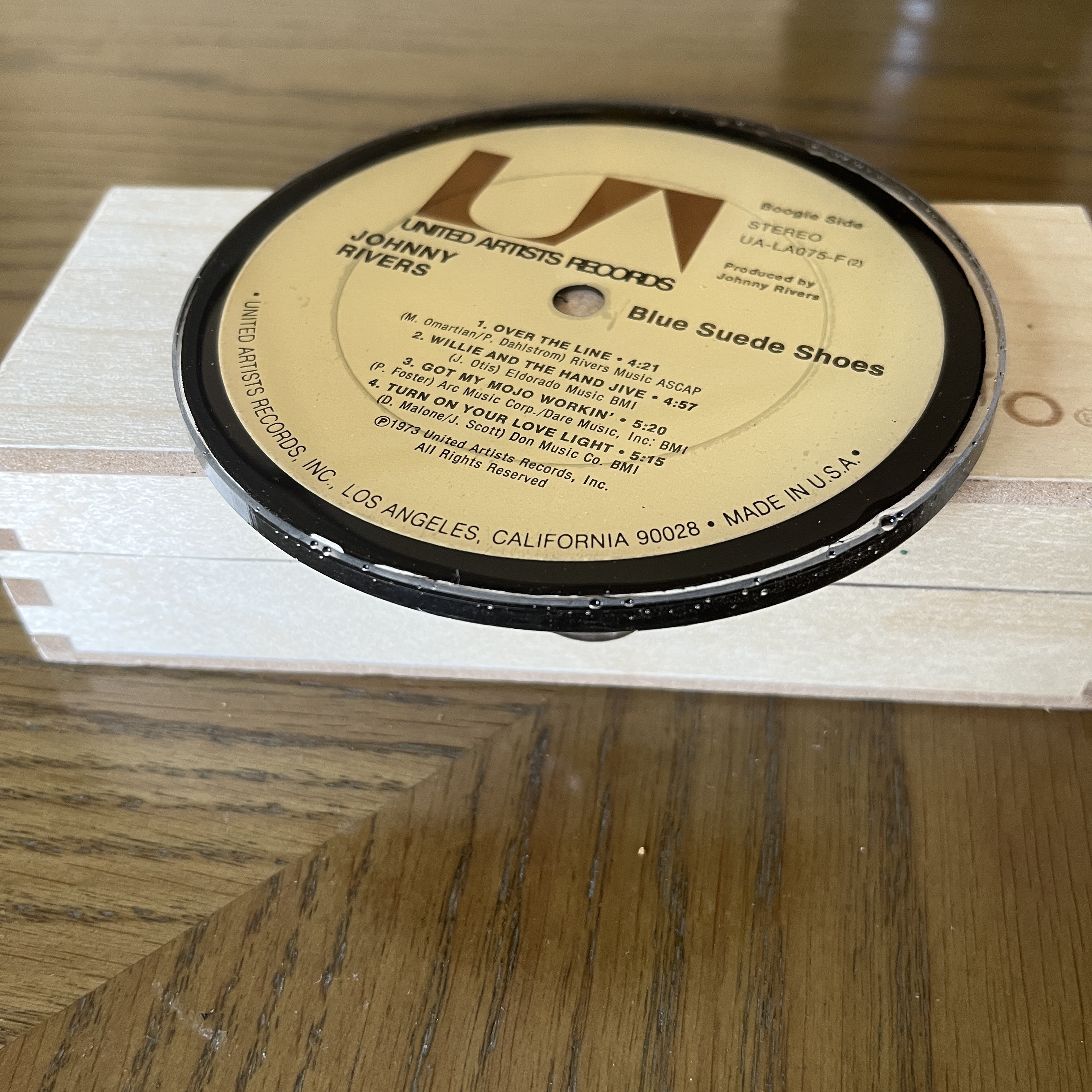 Handmade Vintage Vinyl Record Label Resin Coaster - Johnny Rivers — image 2