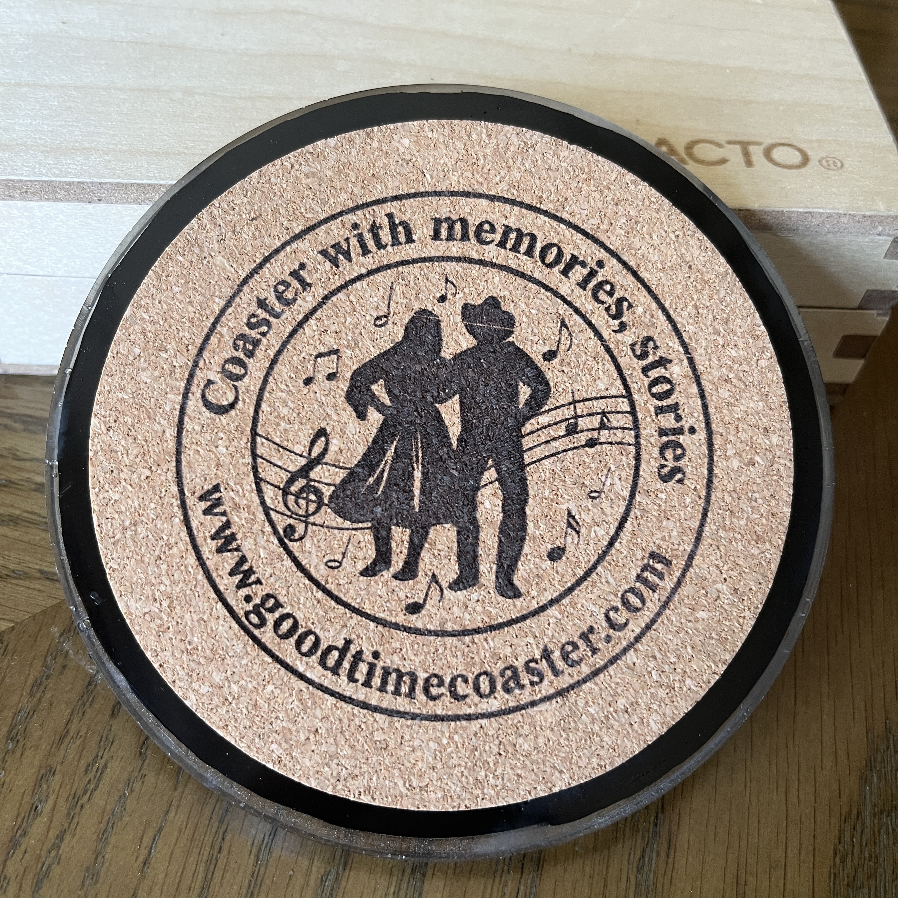 Handmade Vintage Vinyl Record Label Resin Coaster - Harmonica Player — image 3