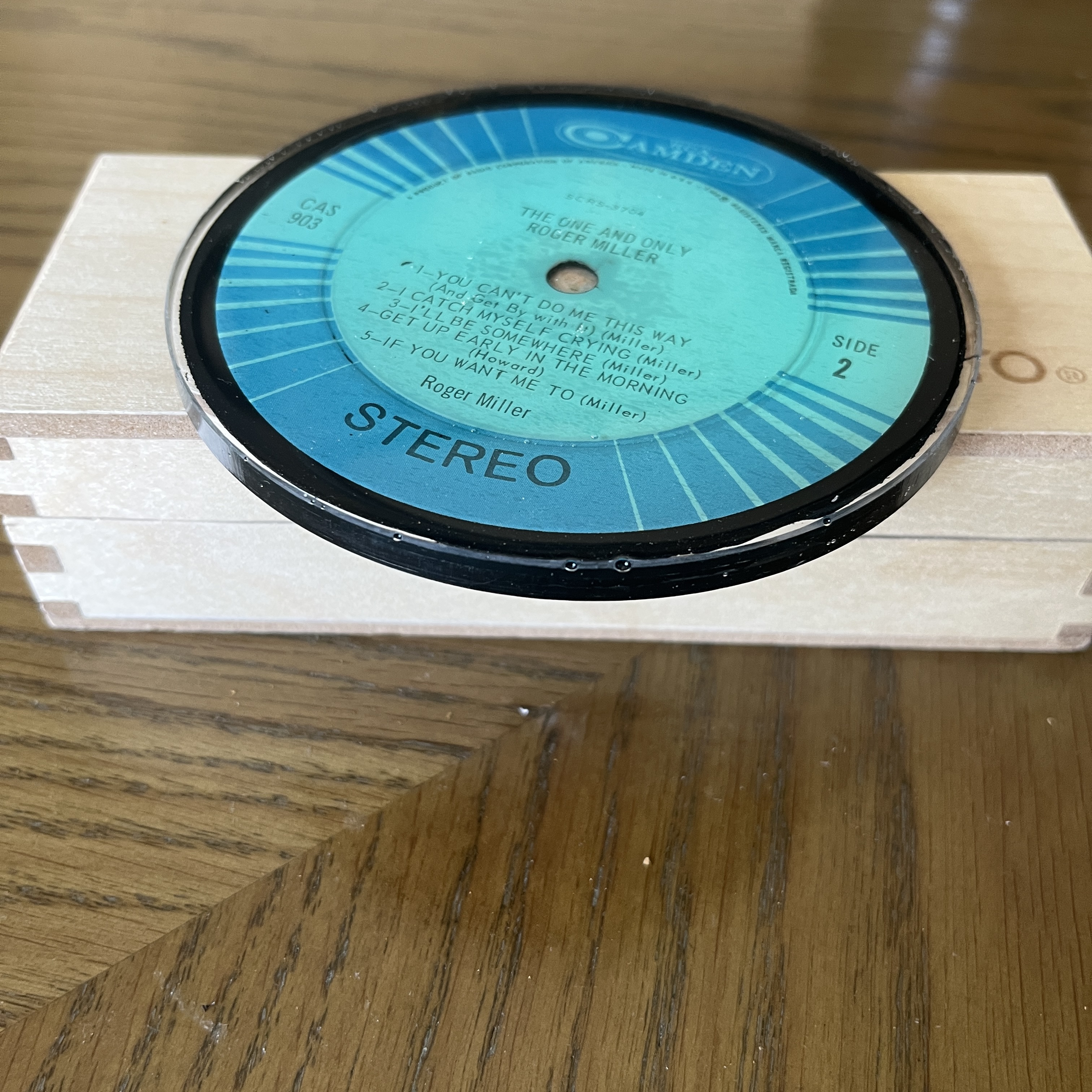Handmade Vintage Vinyl Record Label Resin Coaster - Roger Miller — image 2