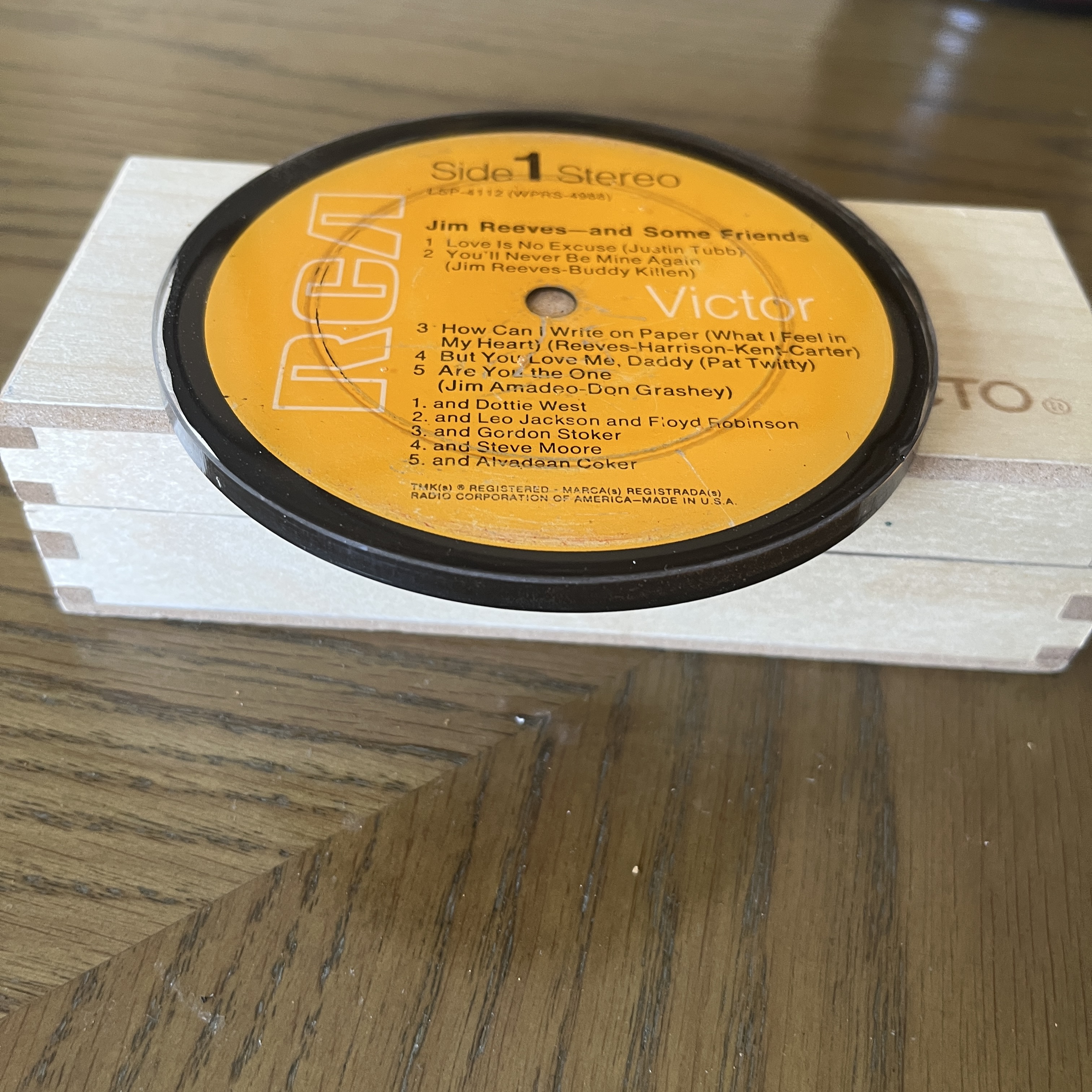 Handmade Vintage Vinyl Record Label Resin Coaster - Jim Reeves — image 2
