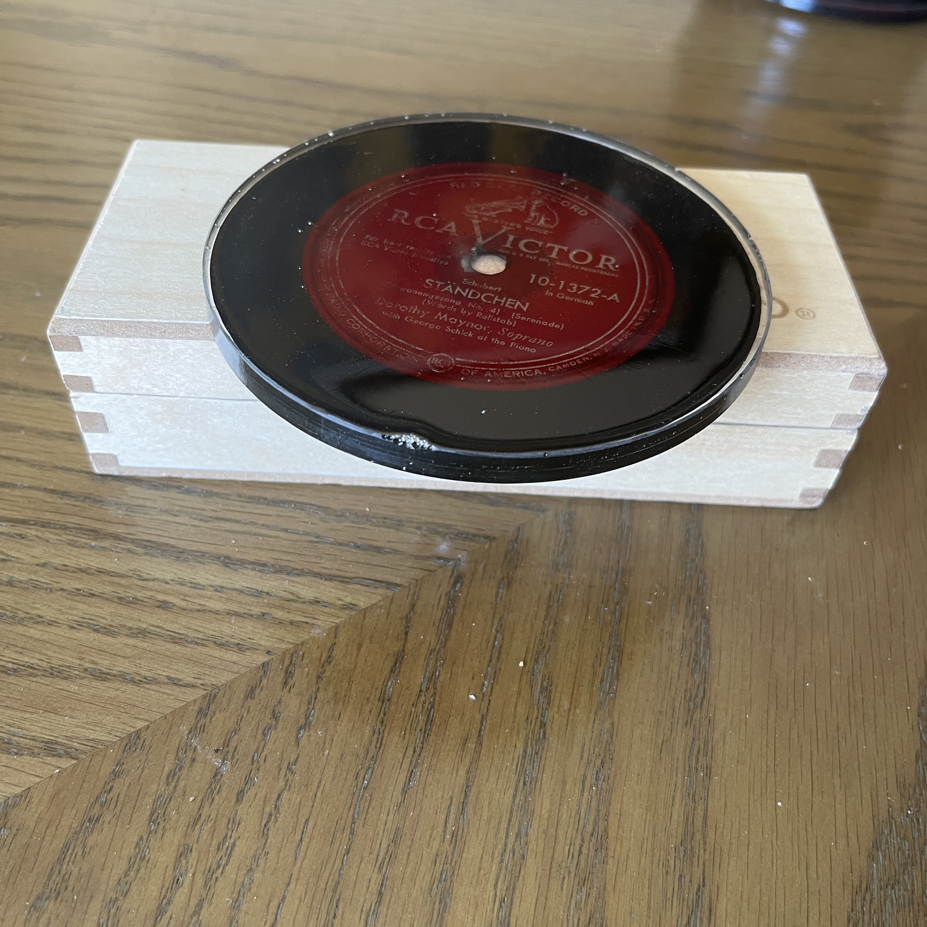 Handmade Vintage Vinyl Record Label Resin Coaster — image 2