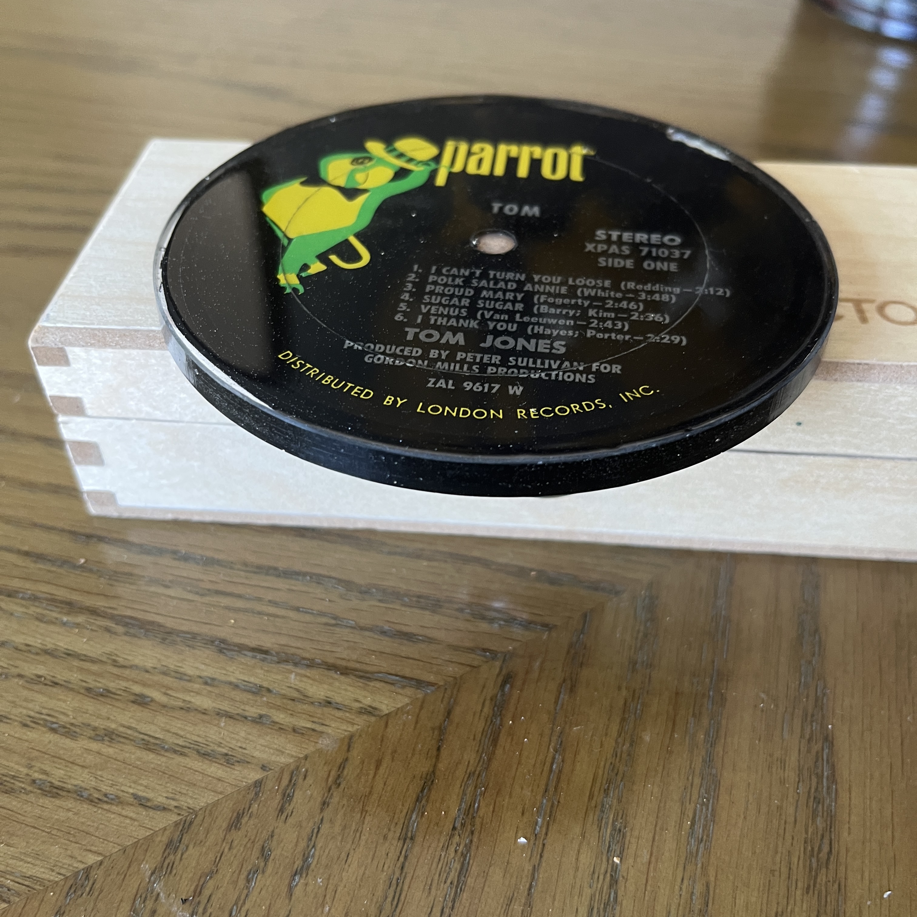 Handmade Vintage Vinyl Record Label Resin Coaster - Tom Jones — image 3