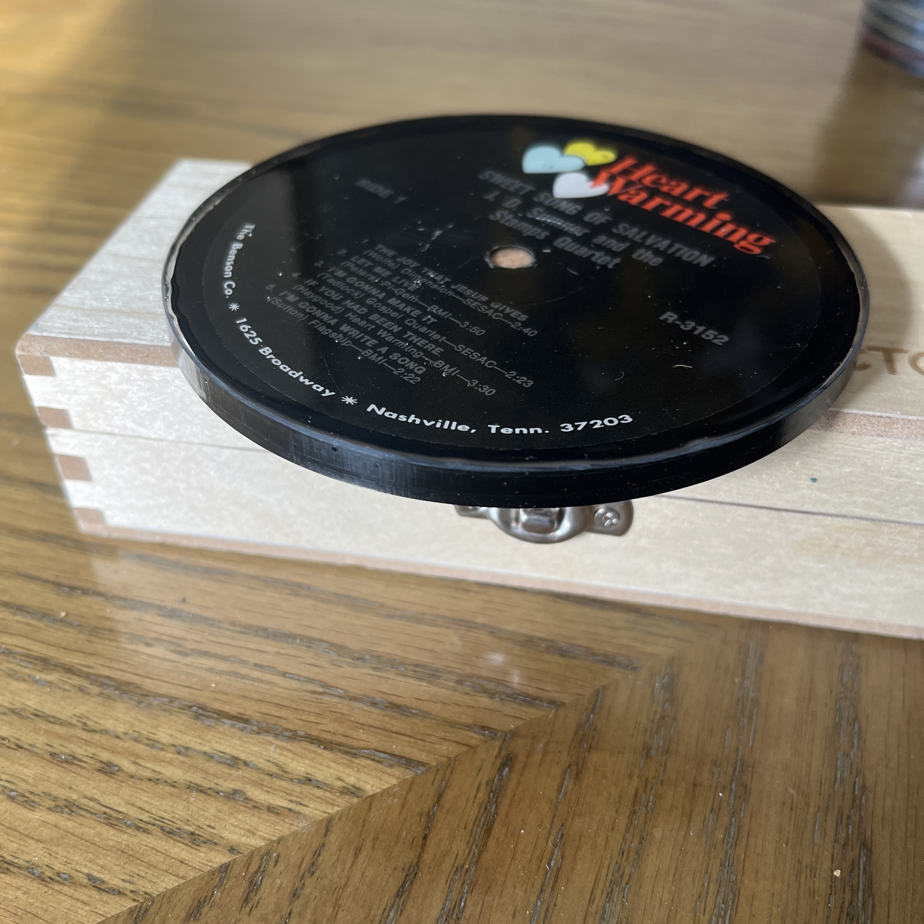 Handmade Vintage Vinyl Record Label Resin Coaster - Sweet Song of Salvation — image 2