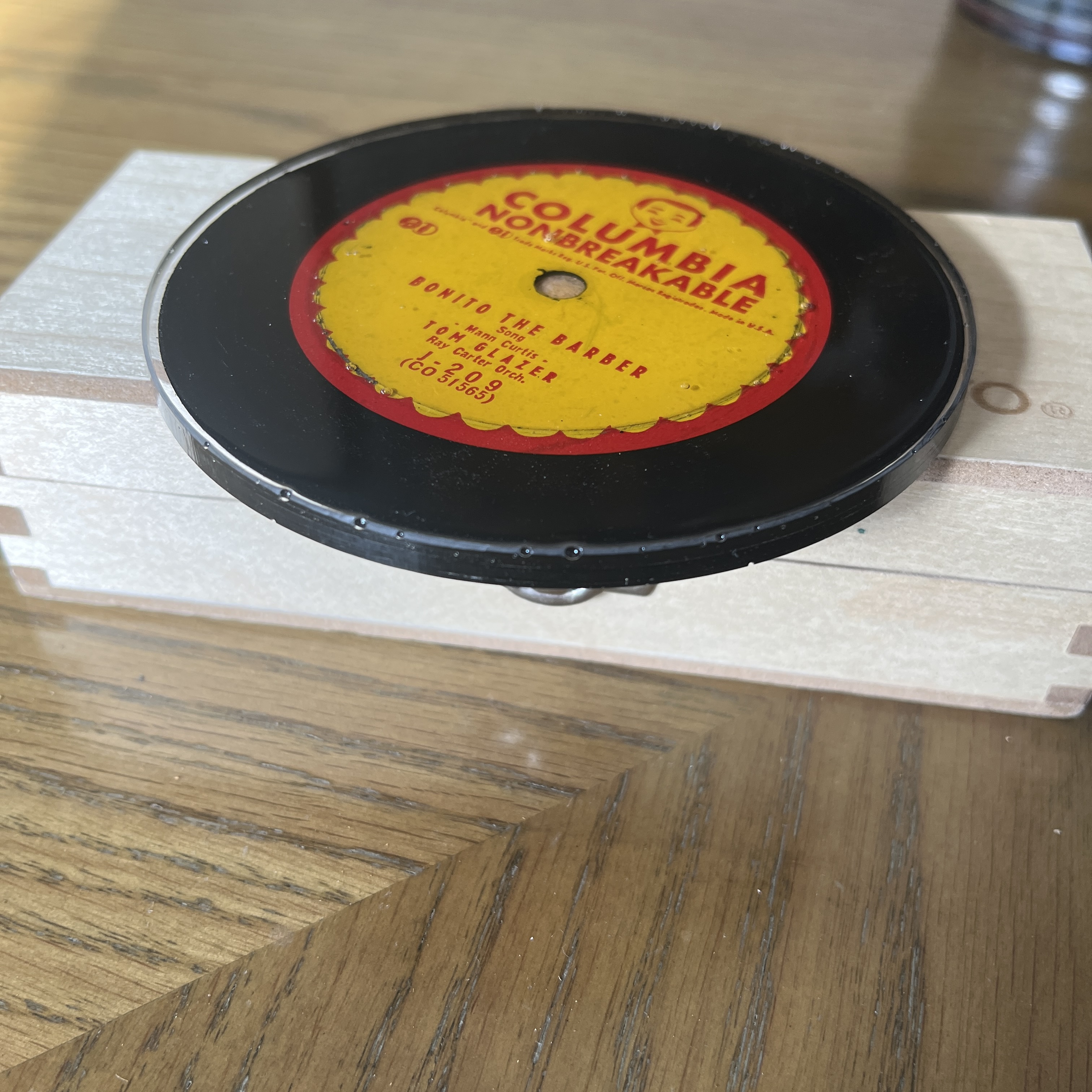 Handmade Vintage Vinyl Record Label Resin Coaster - Bonito The Barber (Song) — image 2