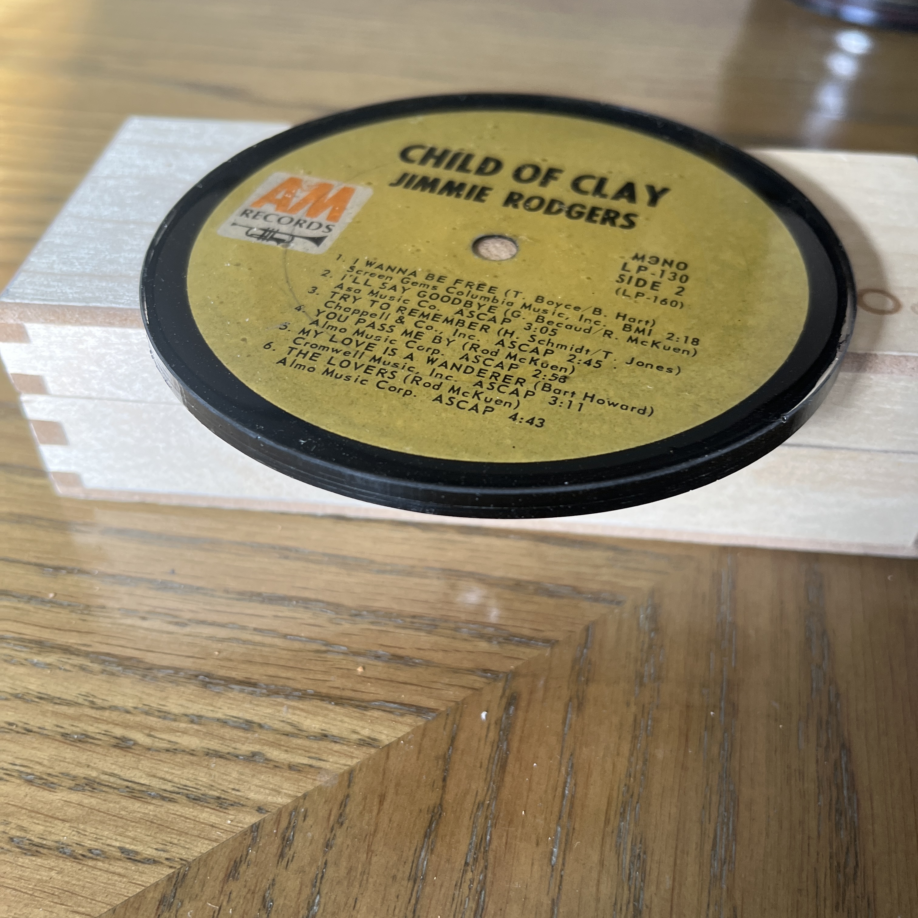 Handmade Vintage Vinyl Record Label Resin Coaster - Jimmie Rodgers — image 2