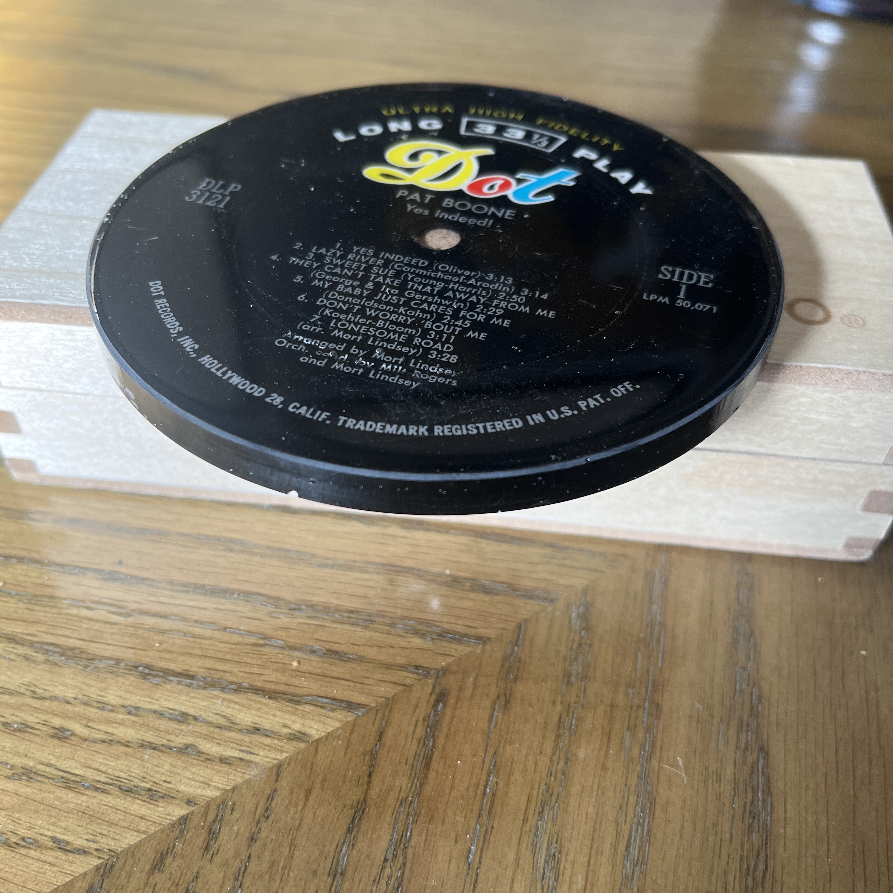 Handmade Vintage Vinyl Record Label Resin Coaster - Pat Boone — image 2