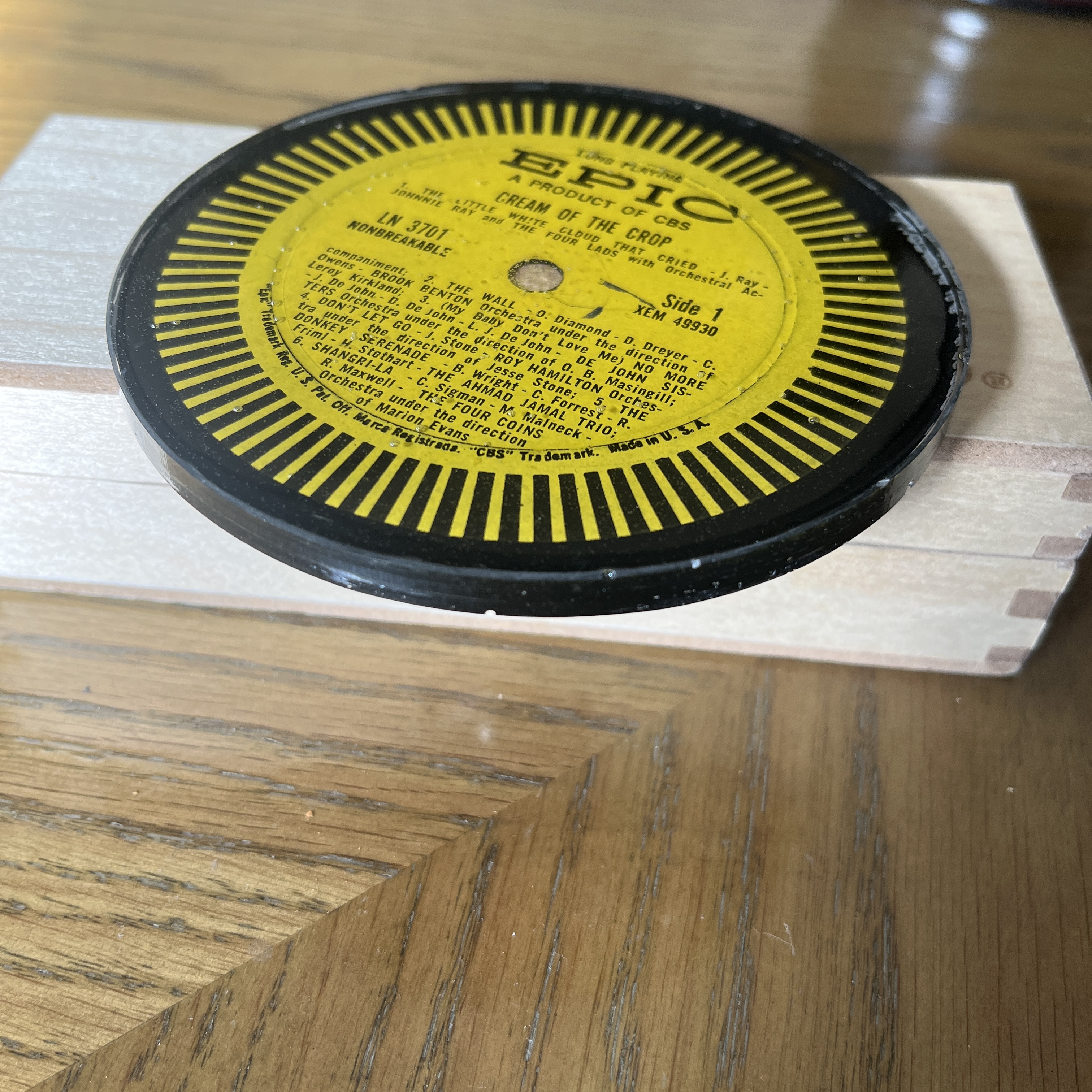 Handmade Vintage Vinyl Record Label Resin Coaster - Cream of the Crop — image 2