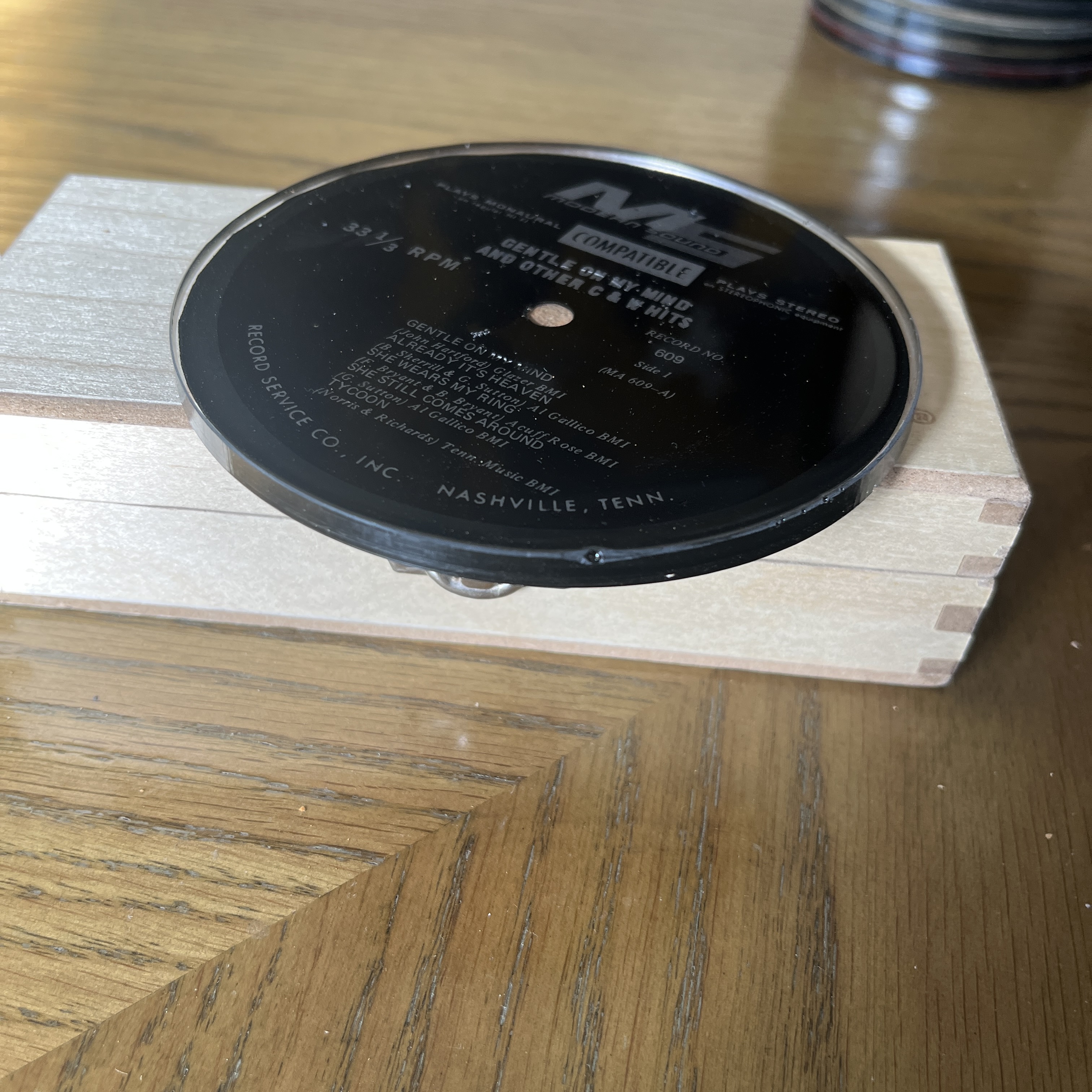 Handmade Vintage Vinyl Record Label Resin Coaster — image 2