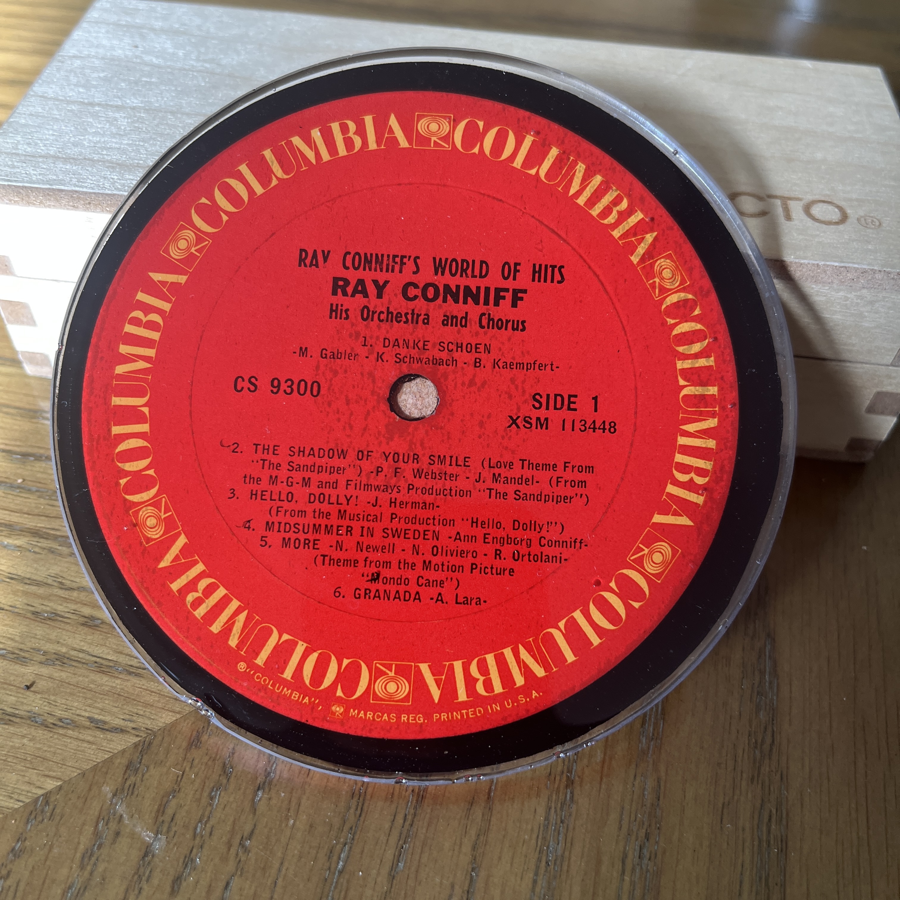 Handmade Vintage Vinyl Record Label Resin Coaster - Ray Conniff's World of Hits — image 2