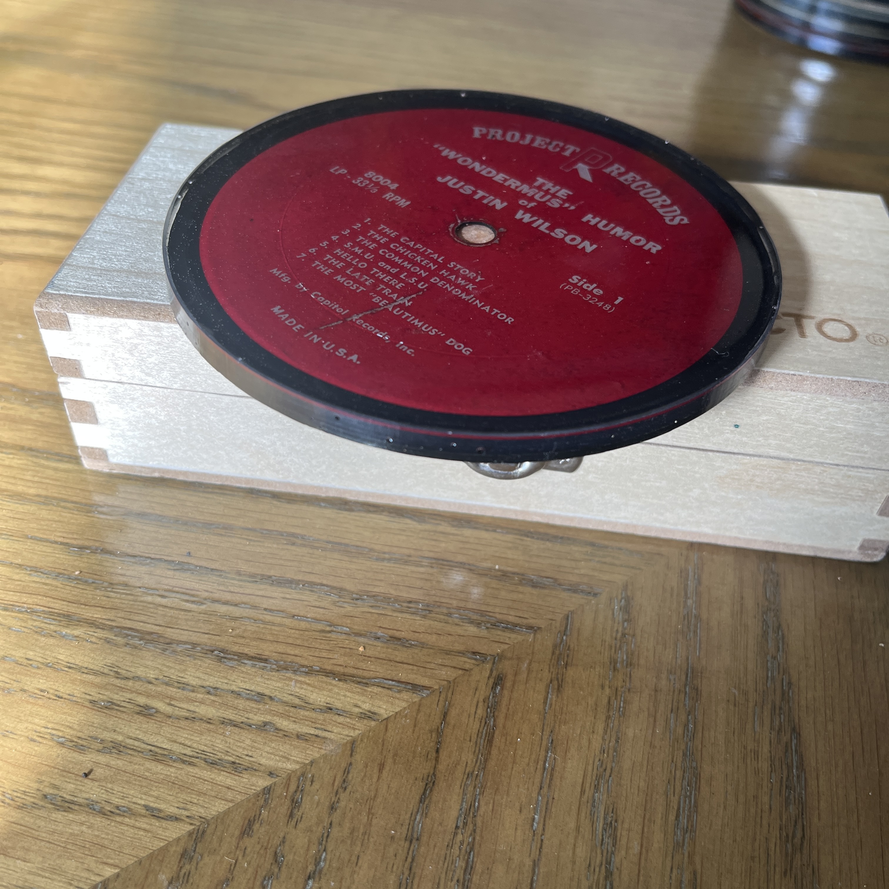 Handmade Vintage Vinyl Record Label Resin Coaster - Justin Wilson — image 2