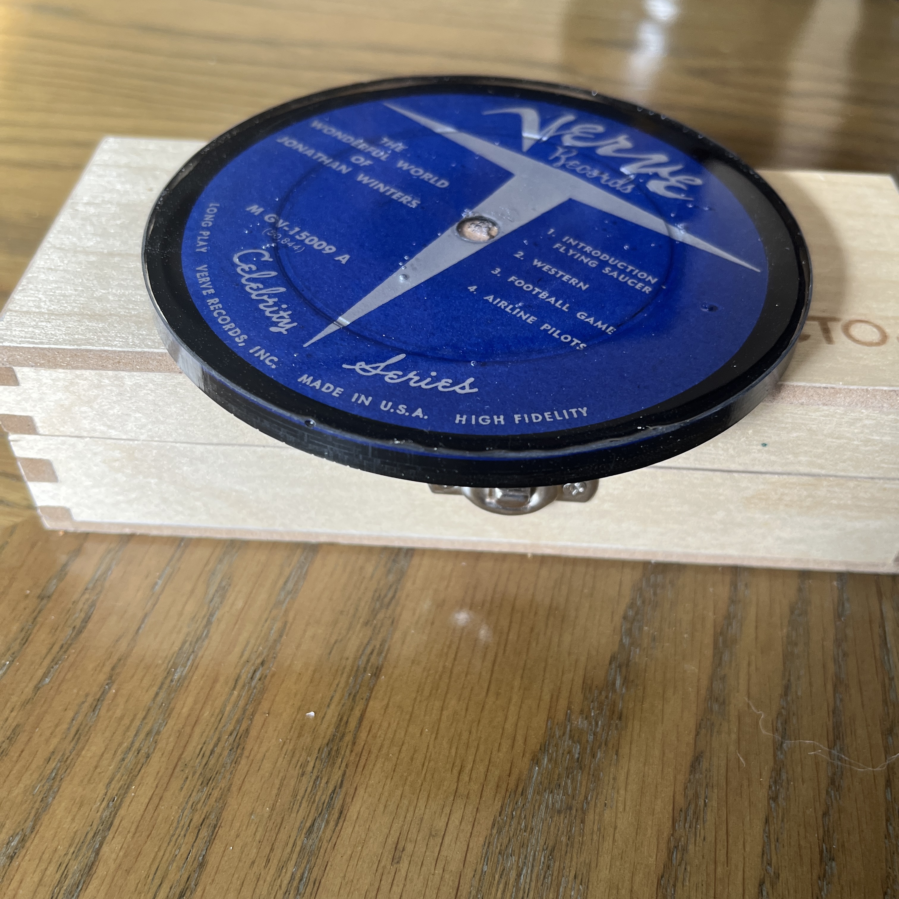 Handmade Vintage Vinyl Record Label Resin Coaster - Jonathan Winters — image 2