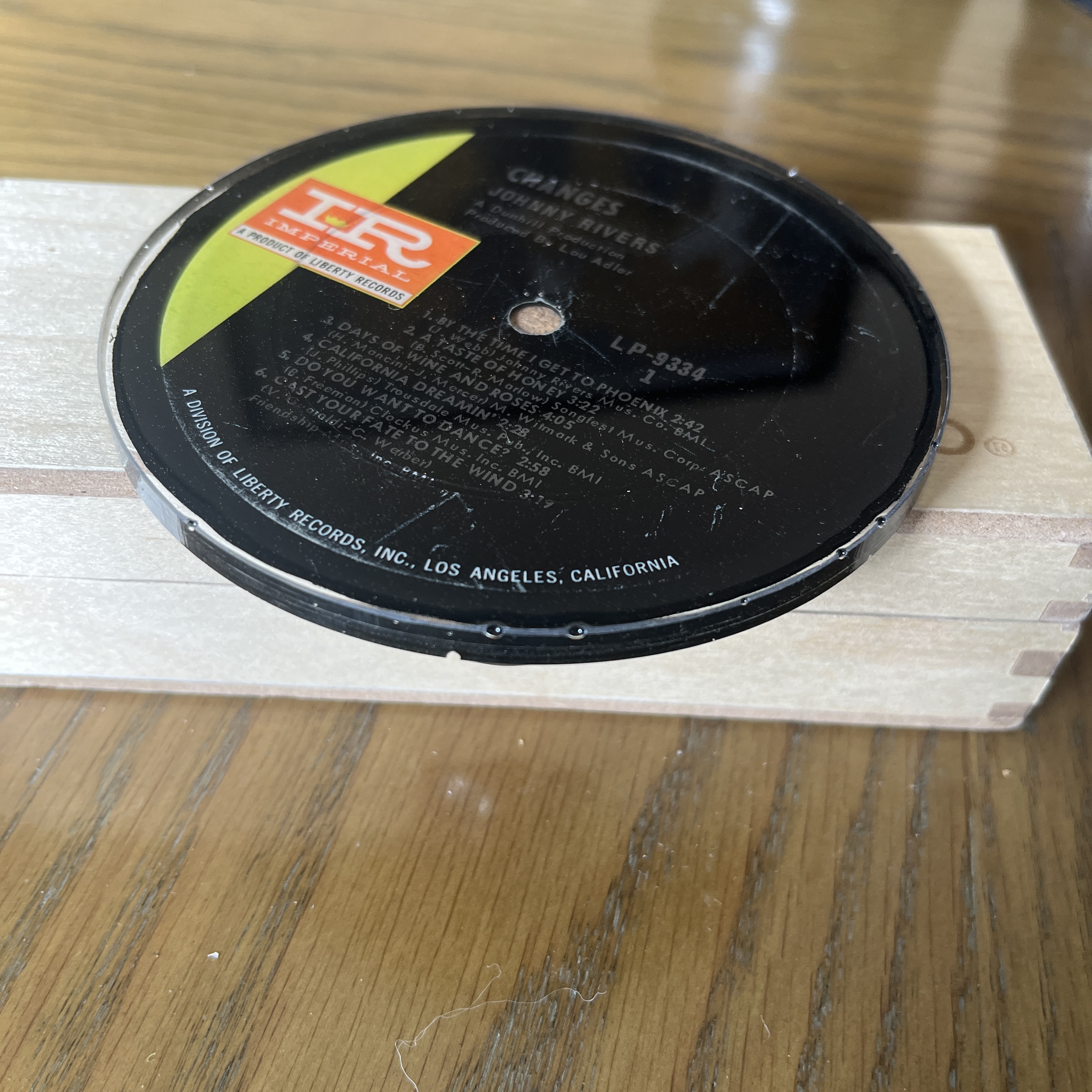 Handmade Vintage Vinyl Record Label Resin Coaster - Johnny Rivers — image 2