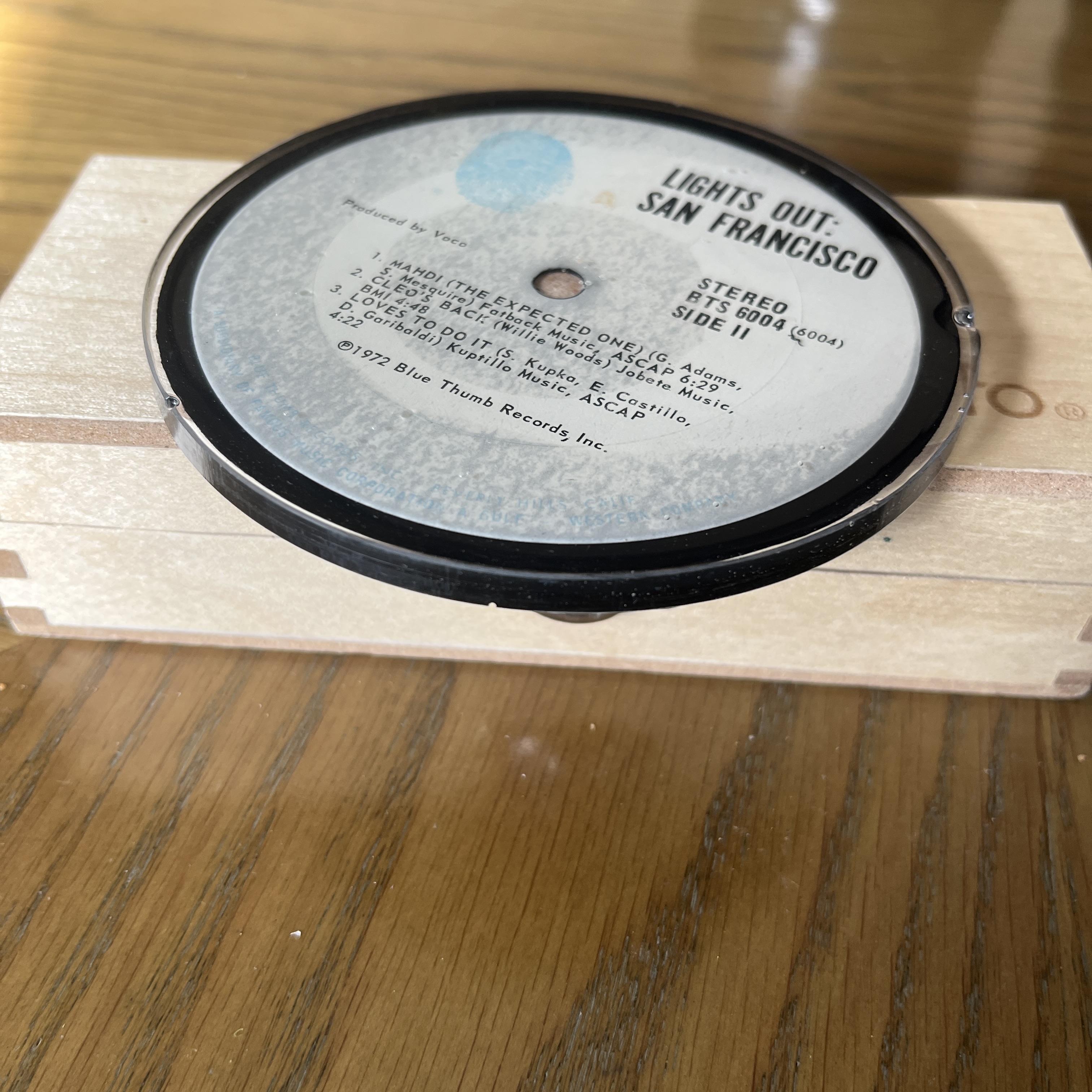 Handmade Vintage Vinyl Record Label Resin Coaster - LIGHTS OUT: SAN FRANCISCO — image 2