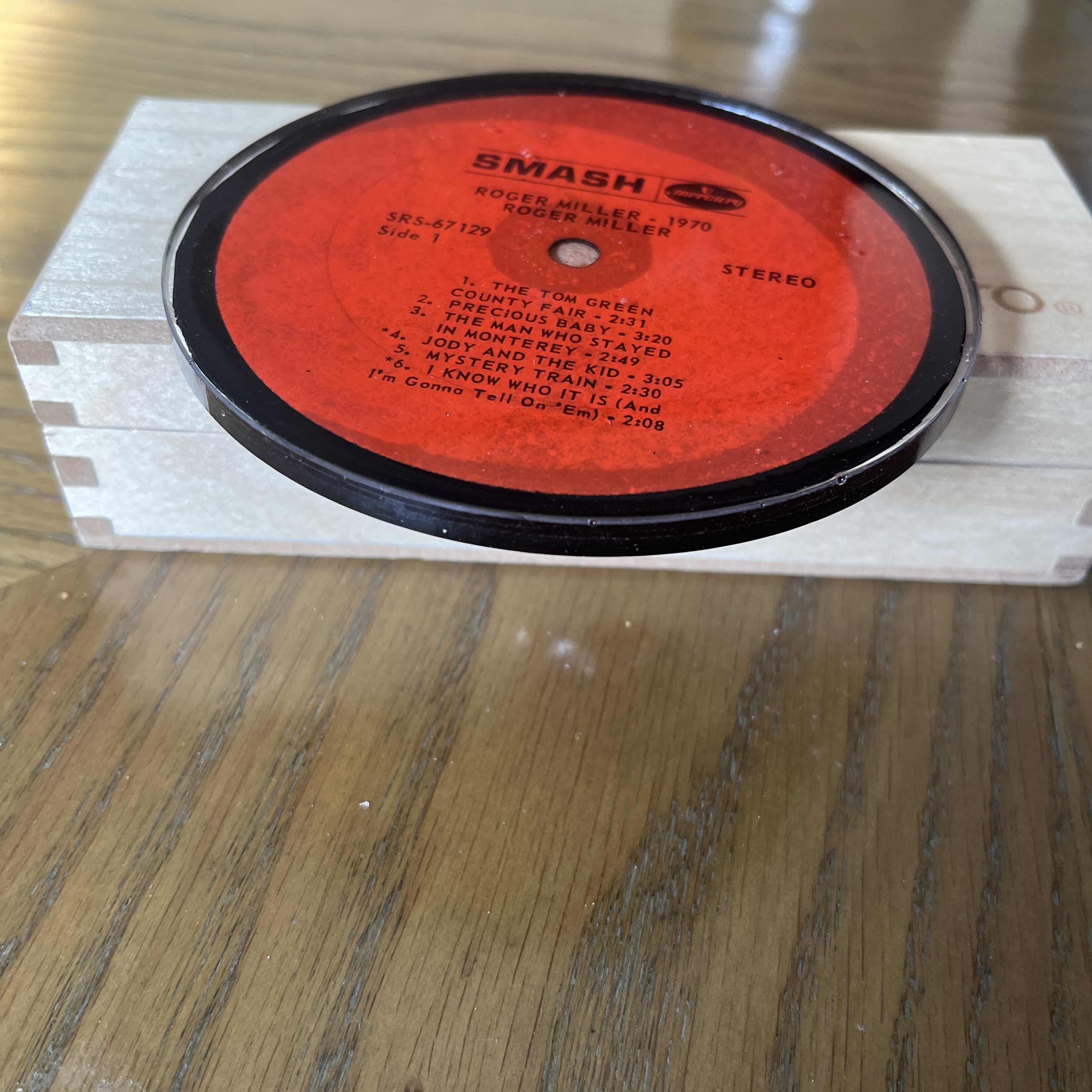 Handmade Vintage Vinyl Record Label Resin Coaster - Roger Miller — image 2
