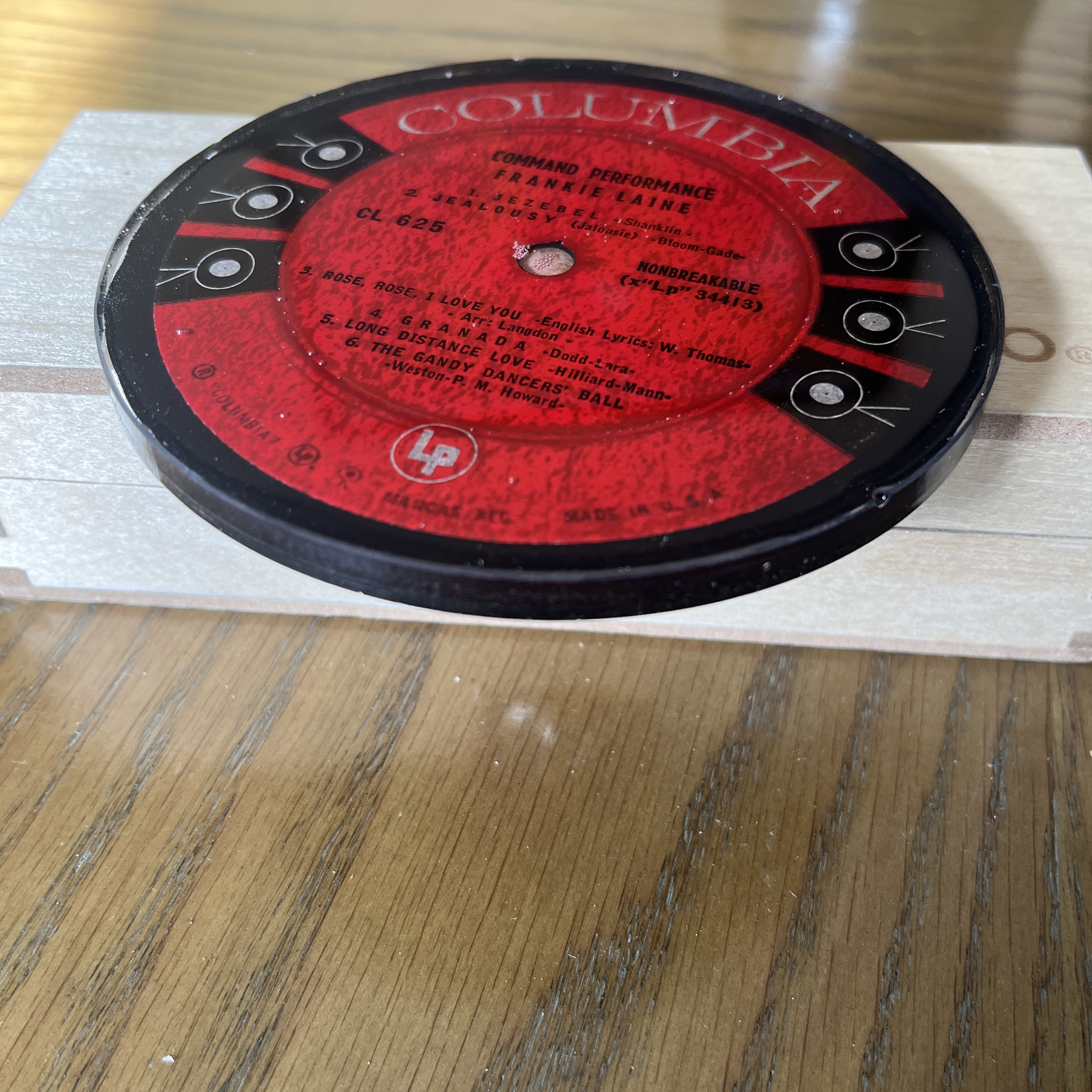 Handmade Vintage Vinyl Record Label Resin Coaster - Frankie Laine — image 2