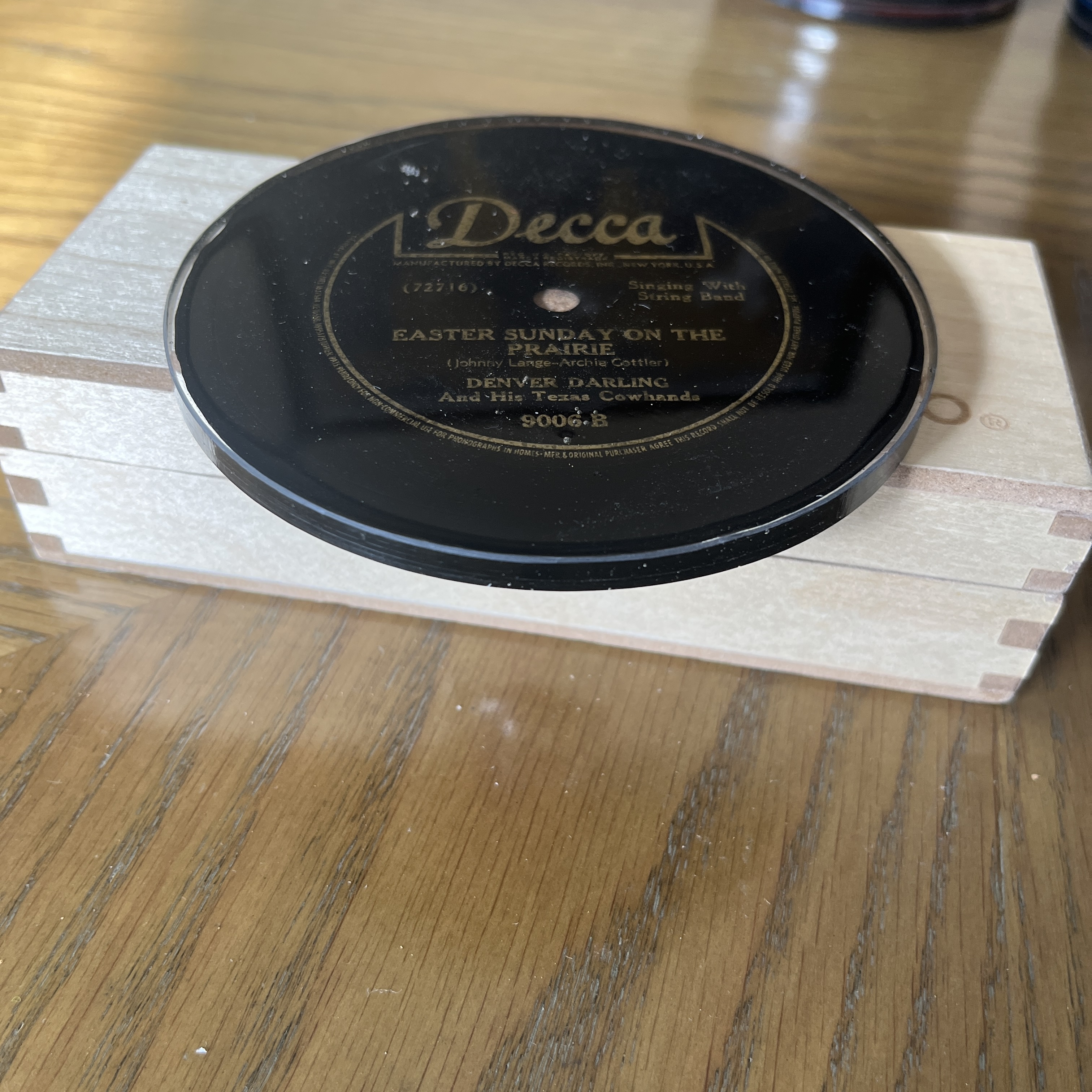 Handmade Vintage Vinyl Record Label Resin Coaster — image 2