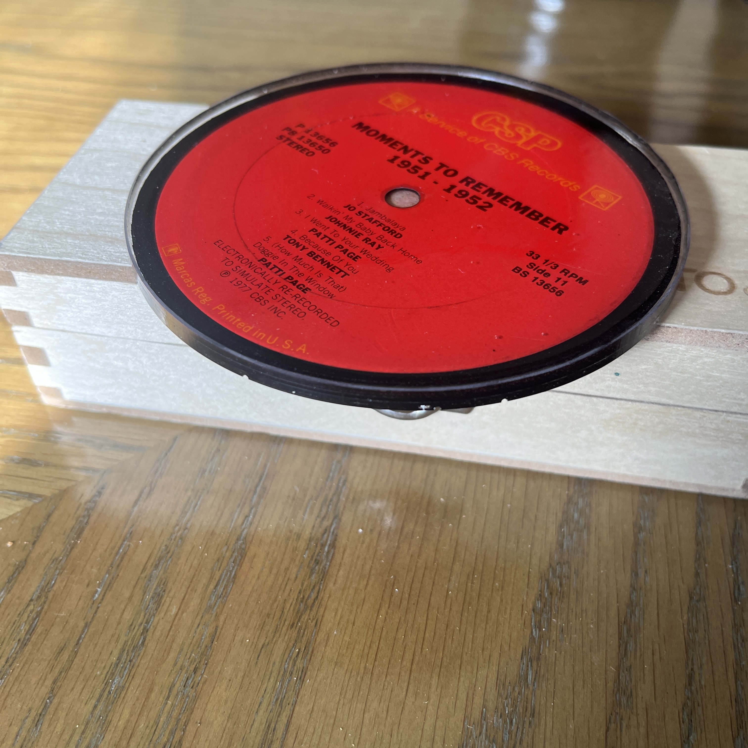 Handmade Vintage Vinyl Record Label Resin Coaster - 1977 — image 2