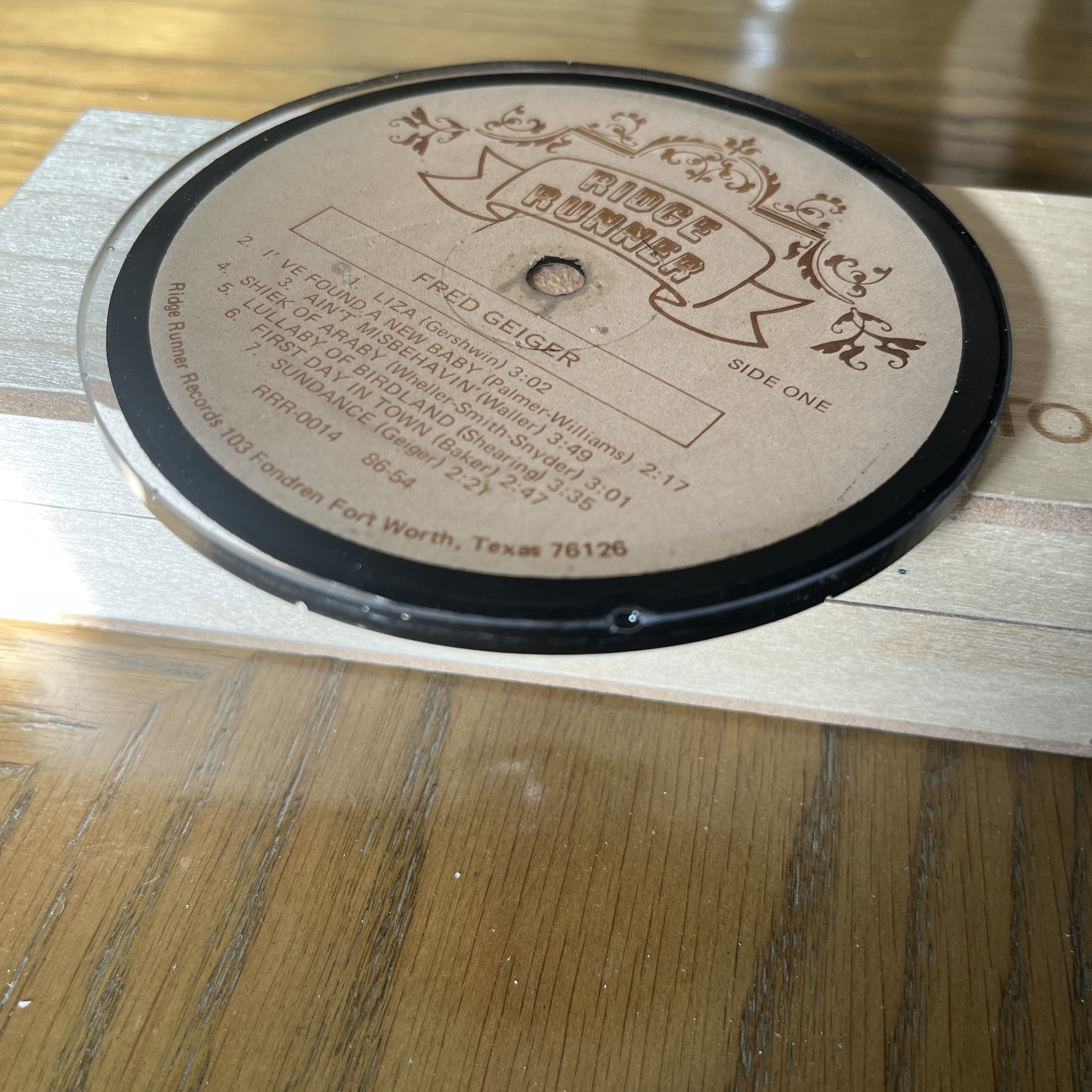 Handmade Vintage Vinyl Record Label Resin Coaster - Fred Geiger — image 2