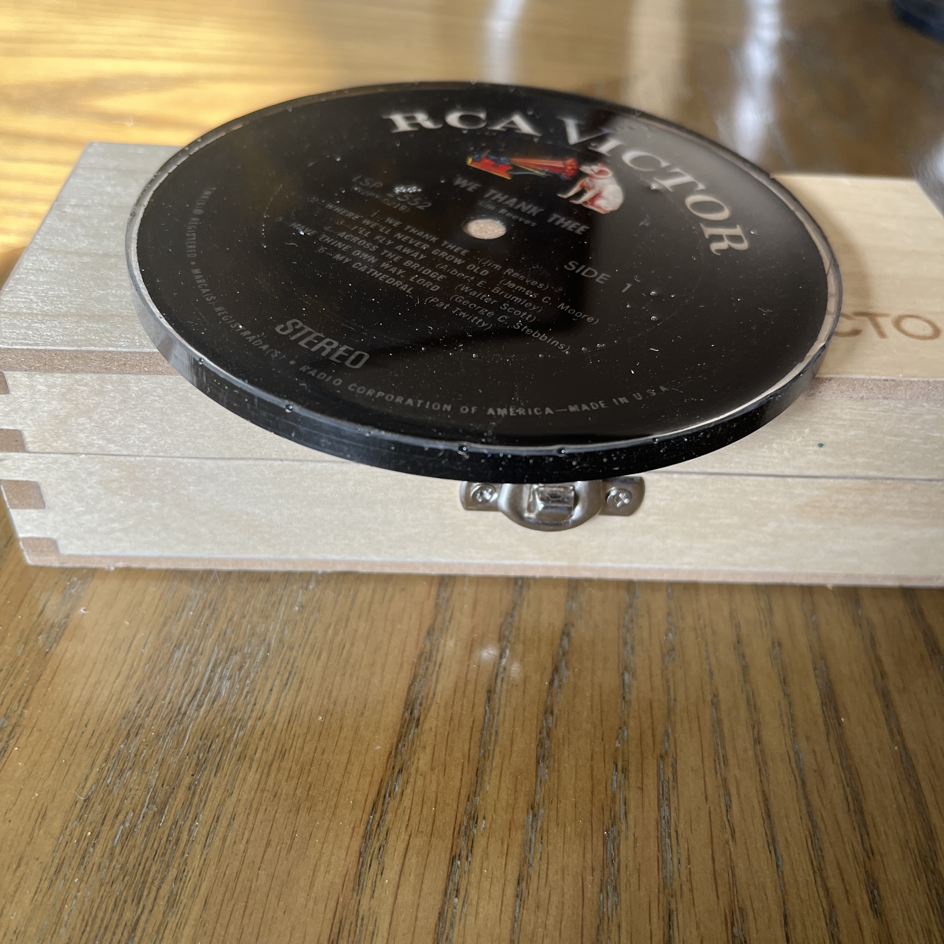Handmade Vintage Vinyl Record Label Resin Coaster - Jim Reeves — image 2