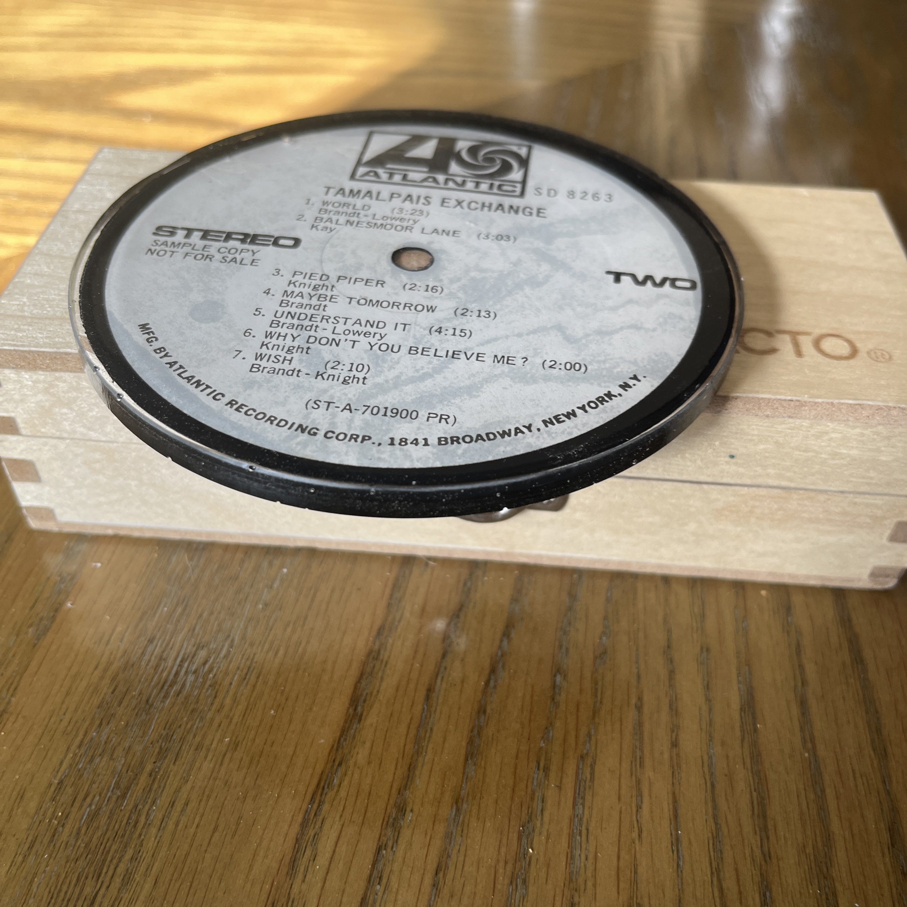 Handmade Vintage Vinyl Record Label Resin Coaster - Tamalpais Exchange — image 2