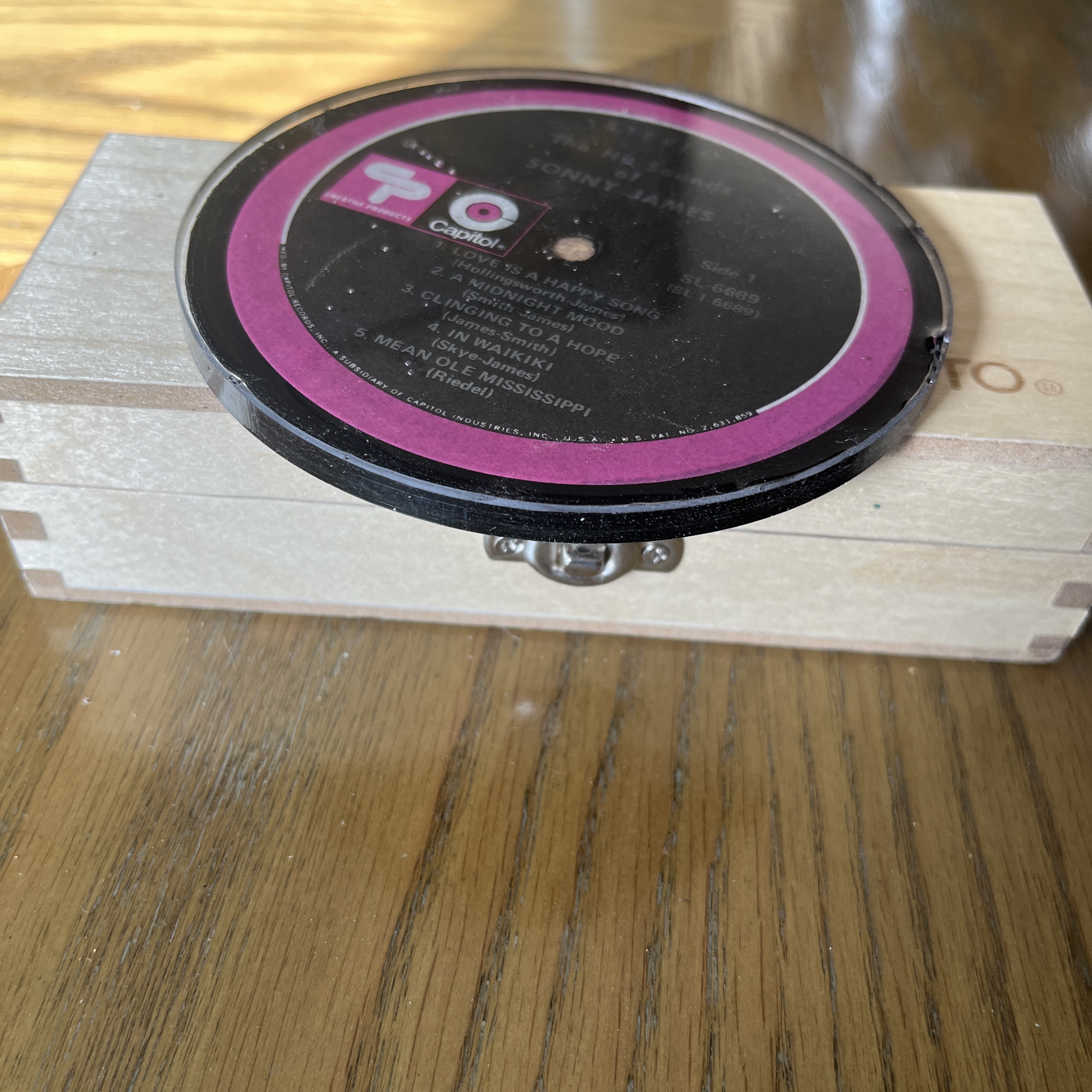 Handmade Vintage Vinyl Record Label Resin Coaster - Sonny James — image 2