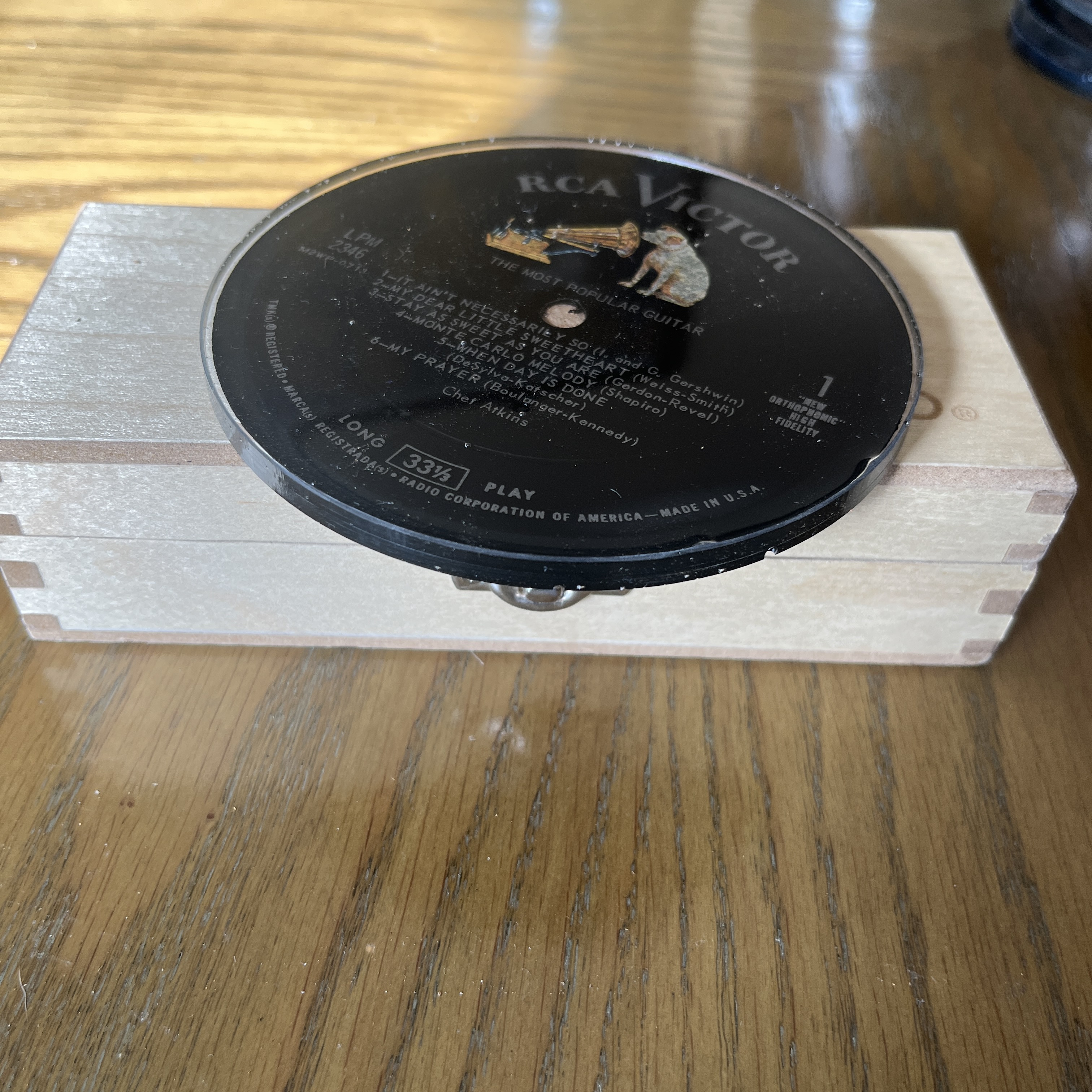 Handmade Vintage Vinyl Record Label Resin Coaster - The Most Popular Guitar — image 2