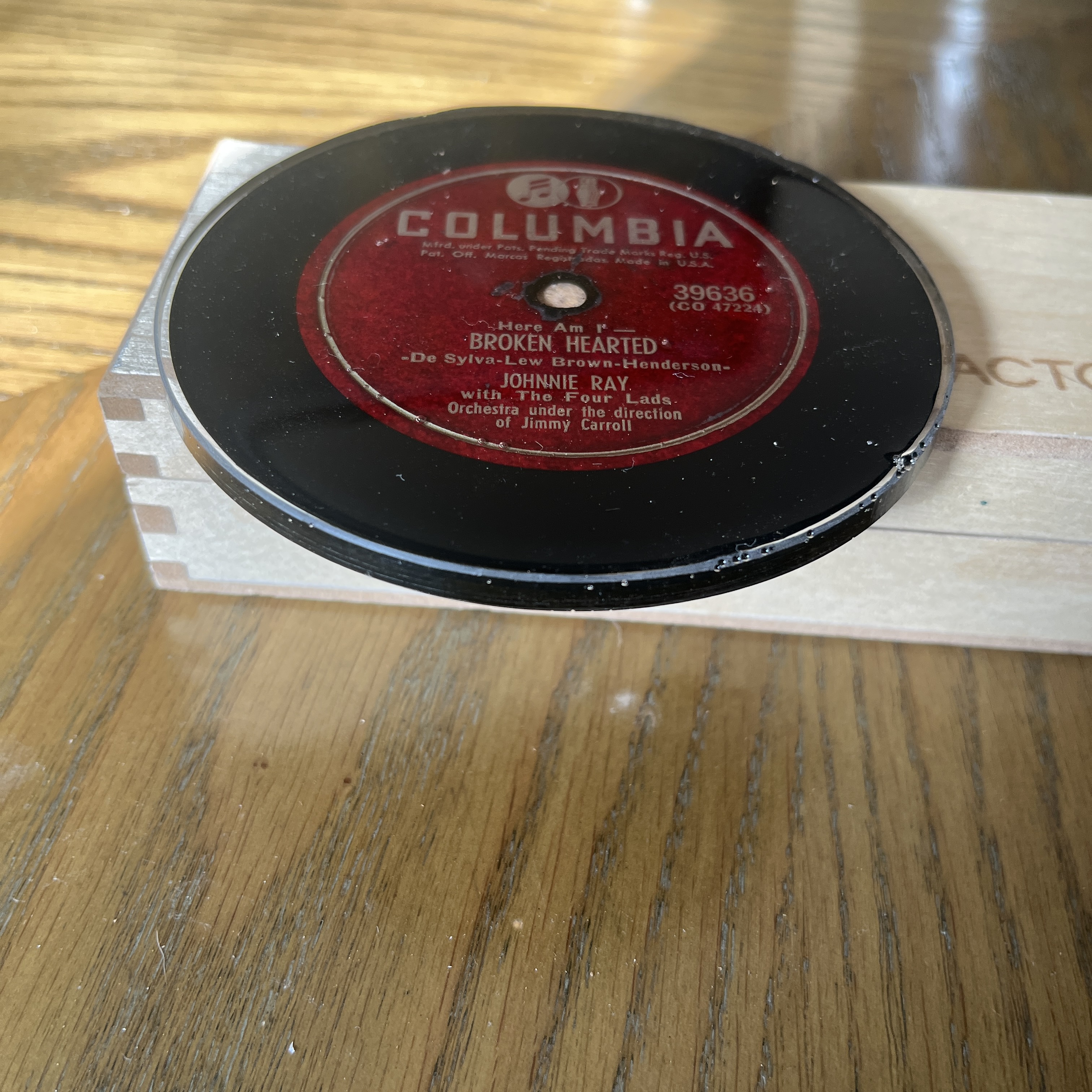 Handmade Vintage Vinyl Record Label Resin Coaster — image 2