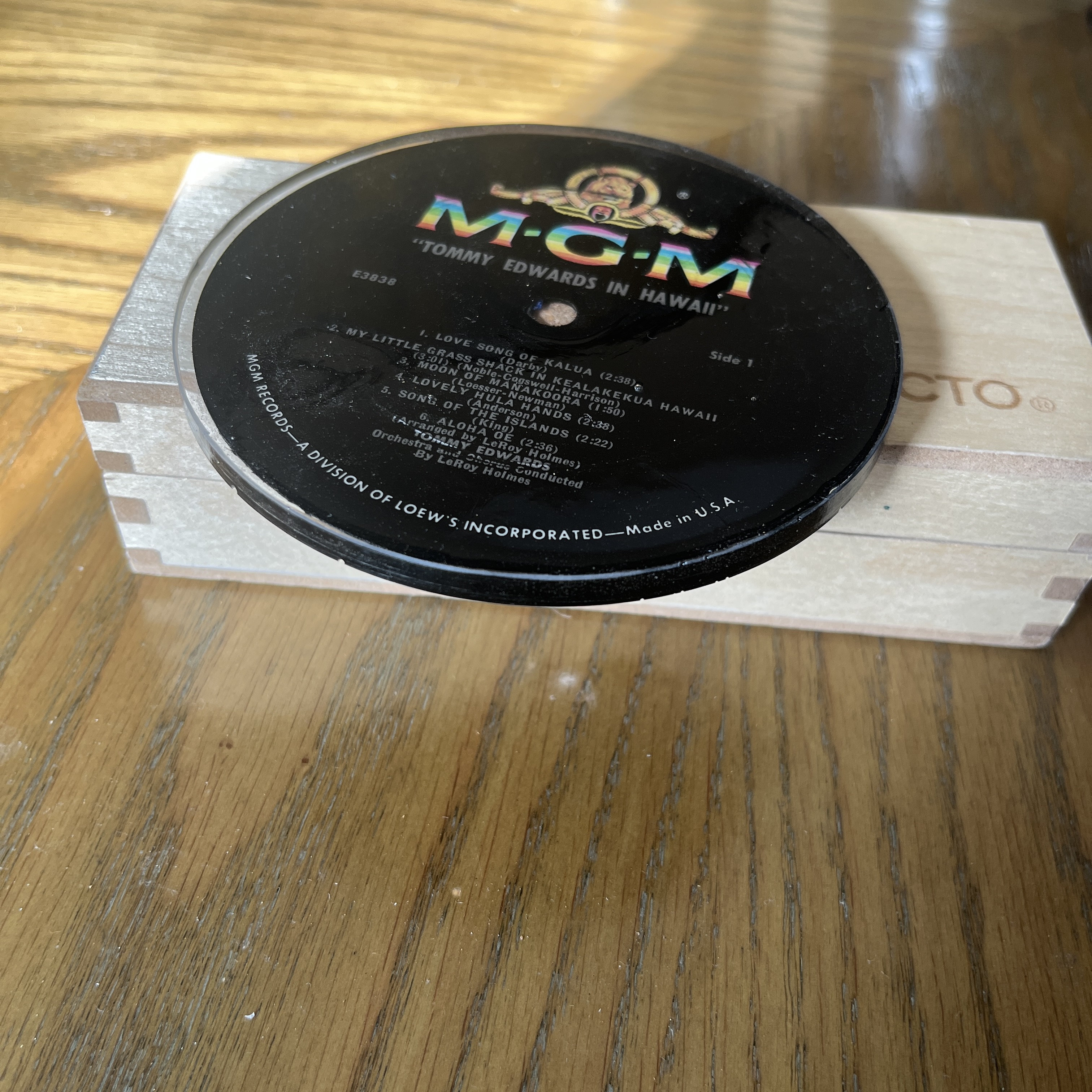 Handmade Vintage Vinyl Record Label Resin Coaster - Tommy Edwards — image 2