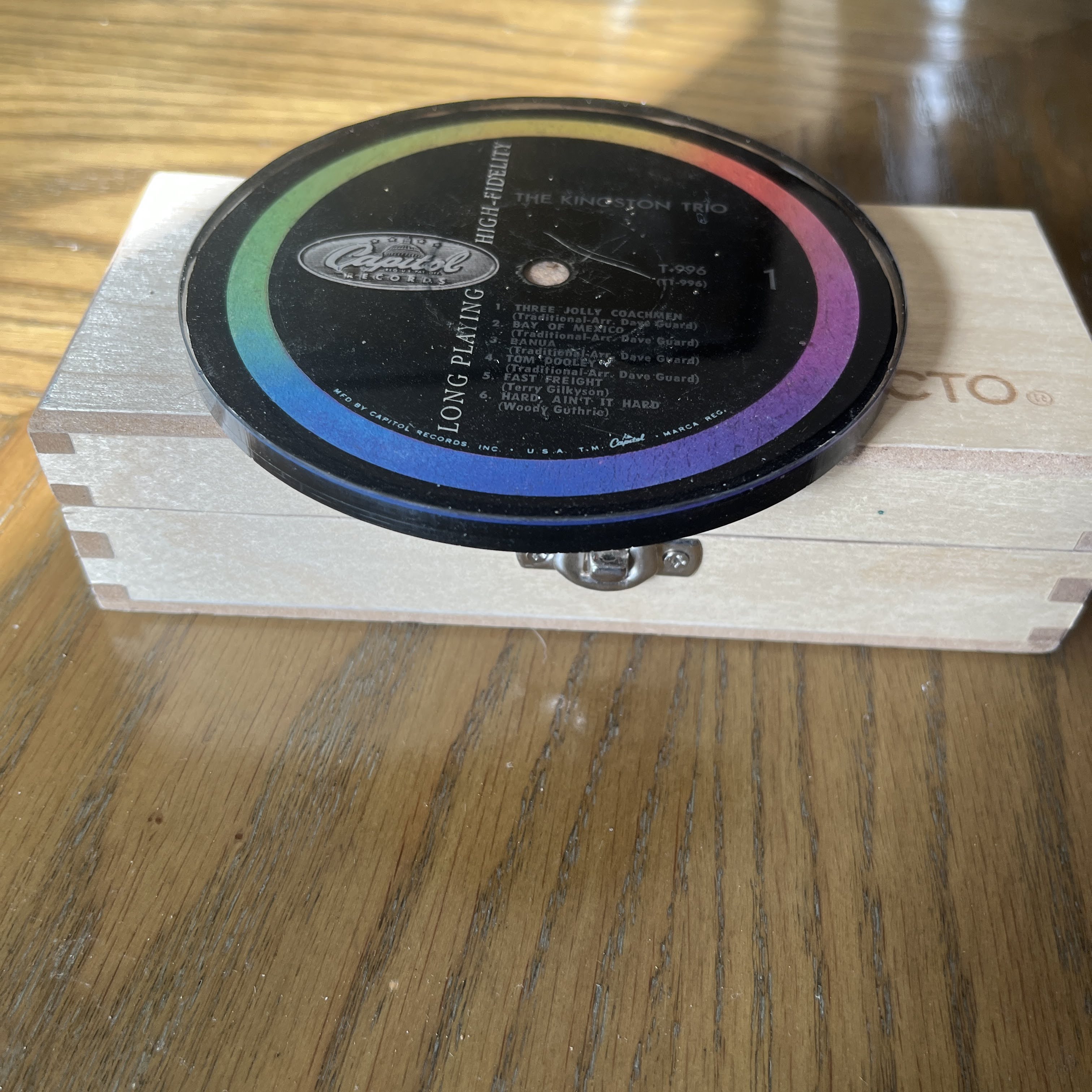 Handmade Vintage Vinyl Record Label Resin Coaster - The Kingston Trio — image 2