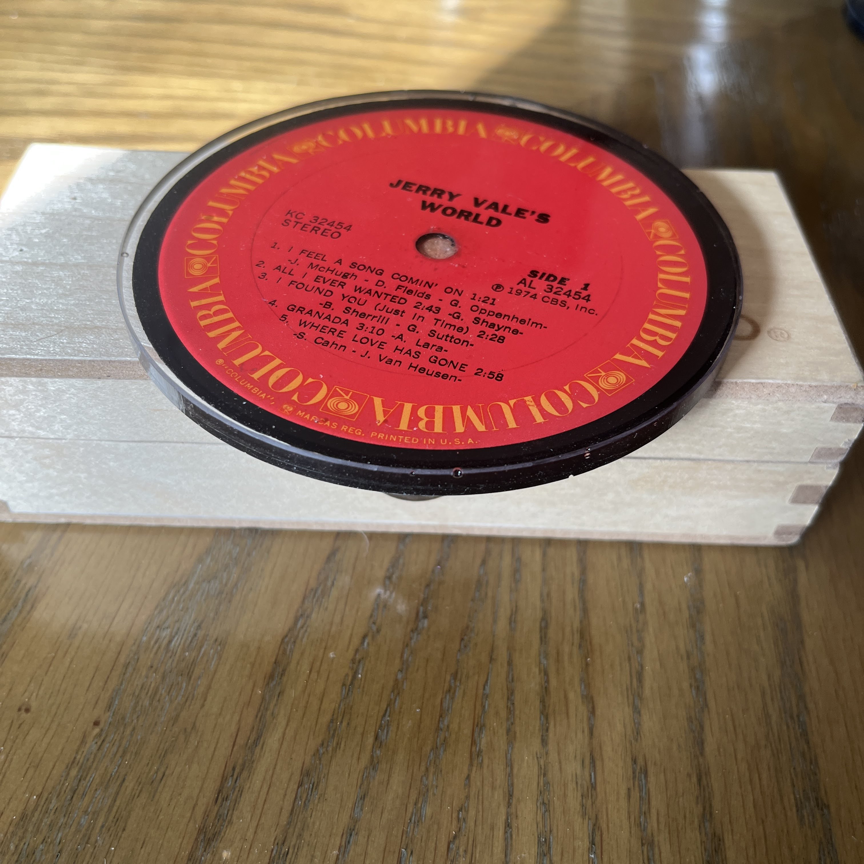Handmade Vintage Vinyl Record Label Resin Coaster - Jerry Vale — image 2