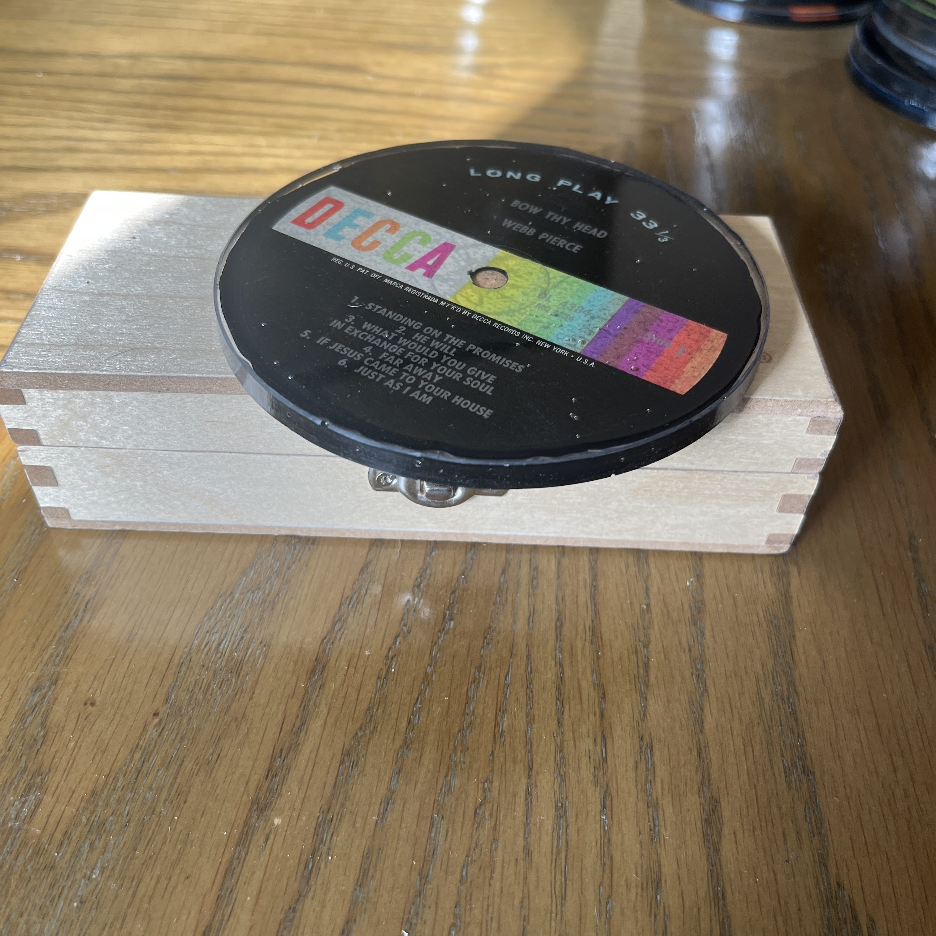 Handmade Vintage Vinyl Record Label Resin Coaster - Webb Pierce — image 2