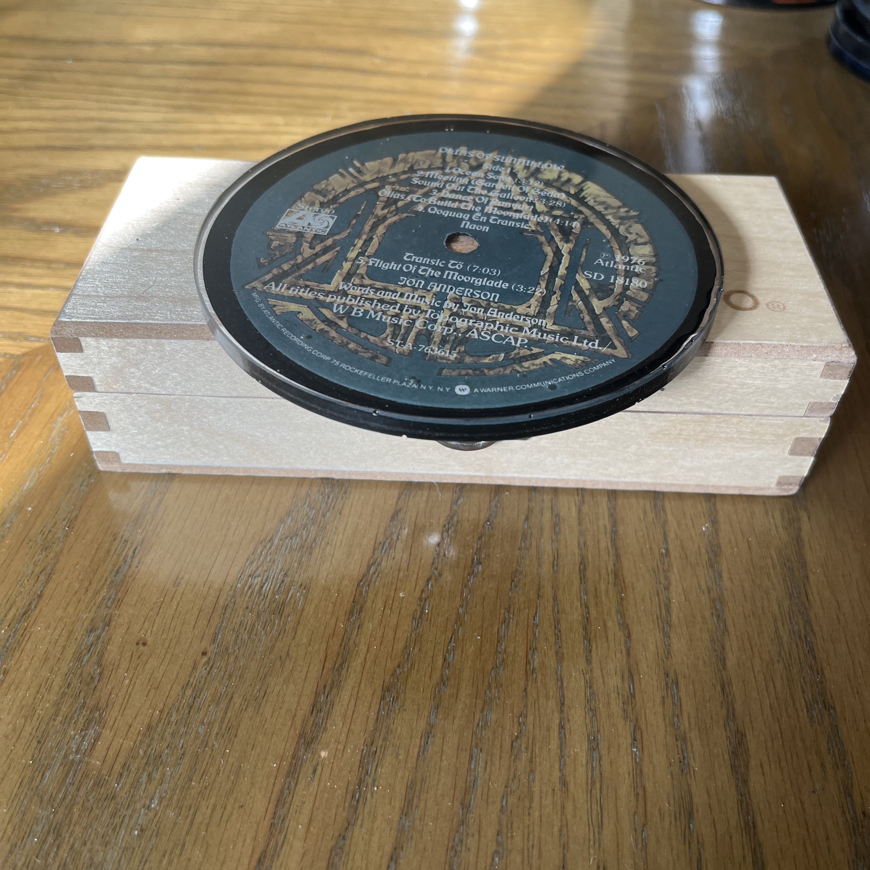 Handmade Vintage Vinyl Record Label Resin Coaster - Jon Anderson — image 2