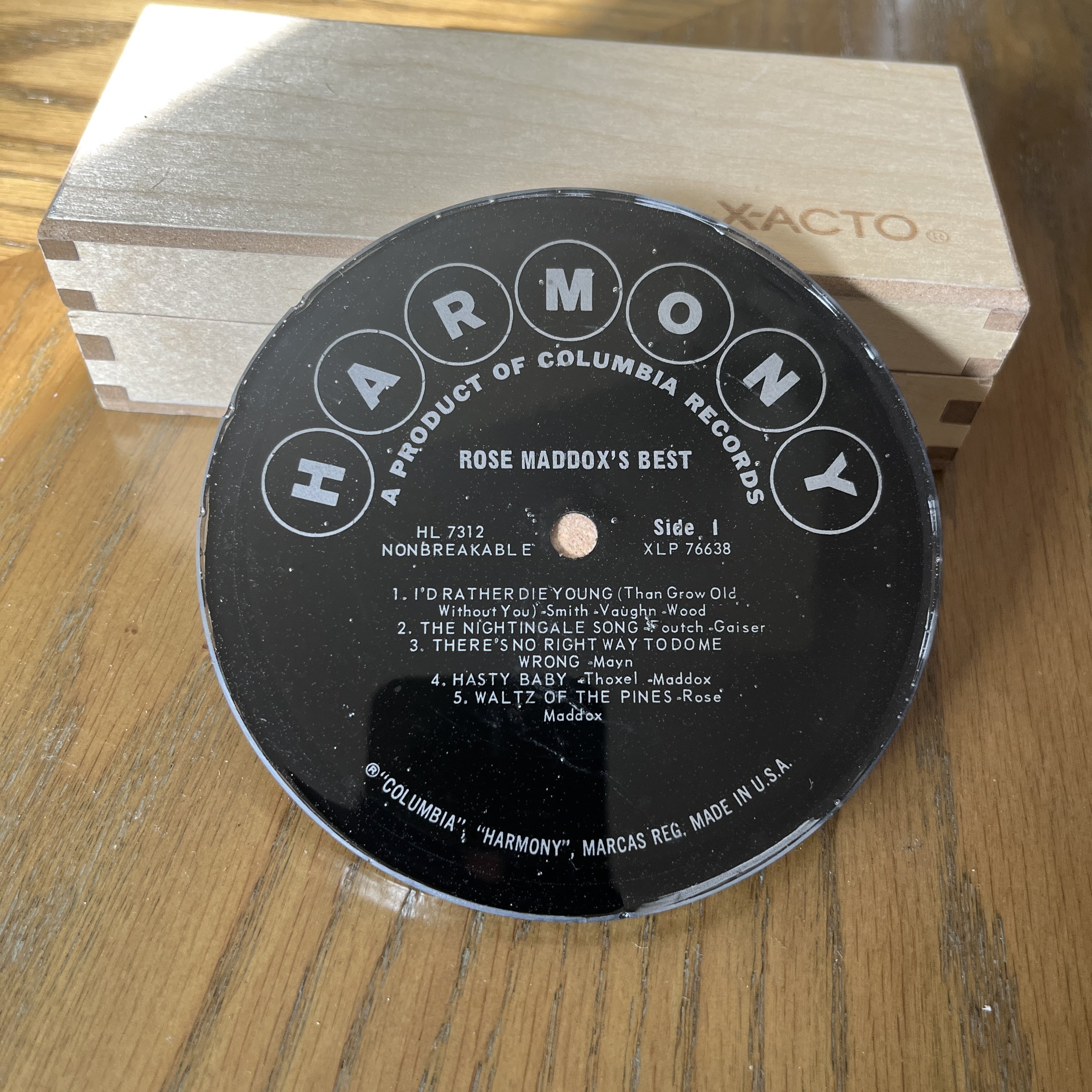 Handmade Vintage Vinyl Record Label Resin Coaster - Rose Maddox — image 2
