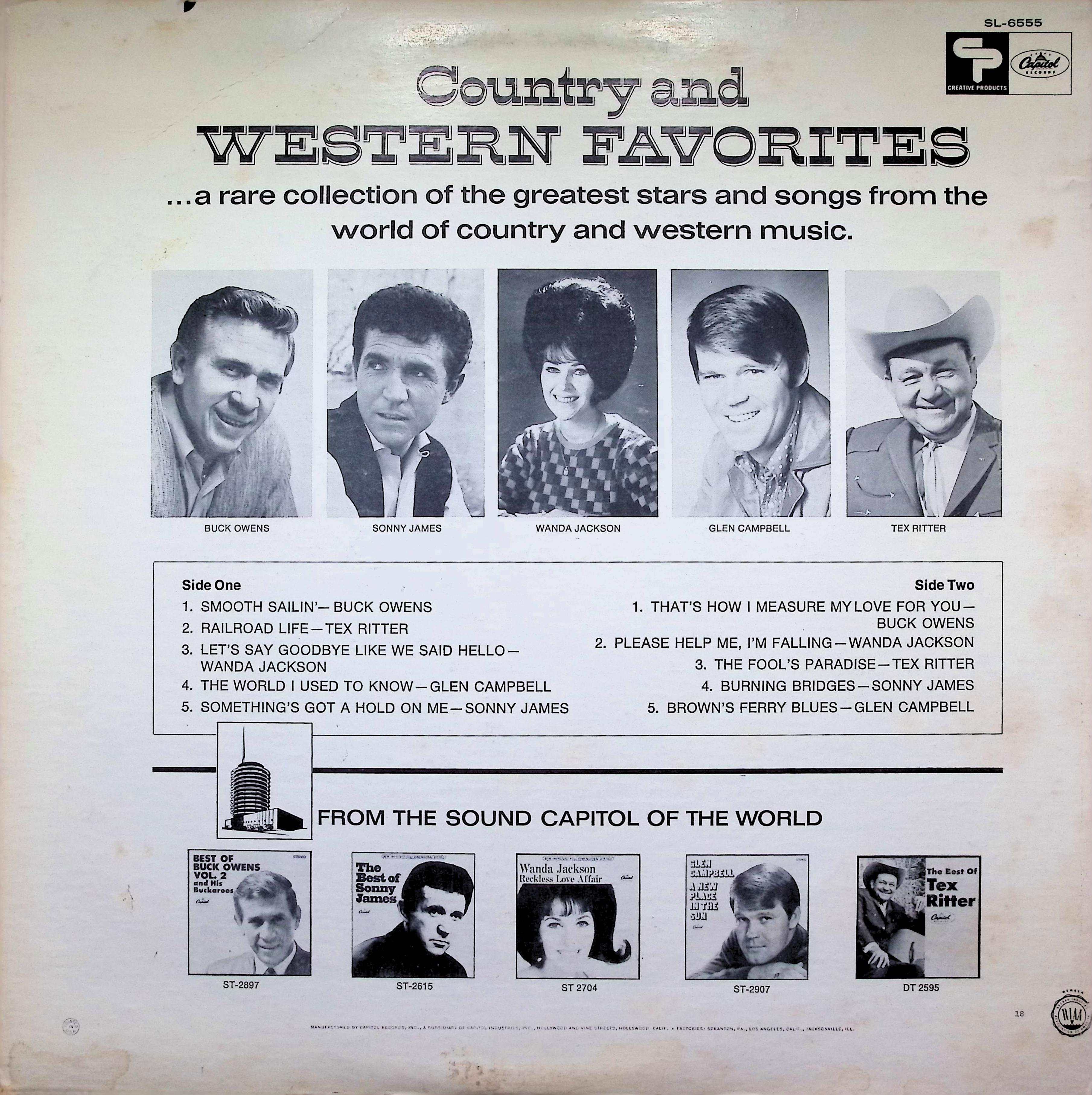 Various - Country & Western Favorites LP 1968 US — image 2