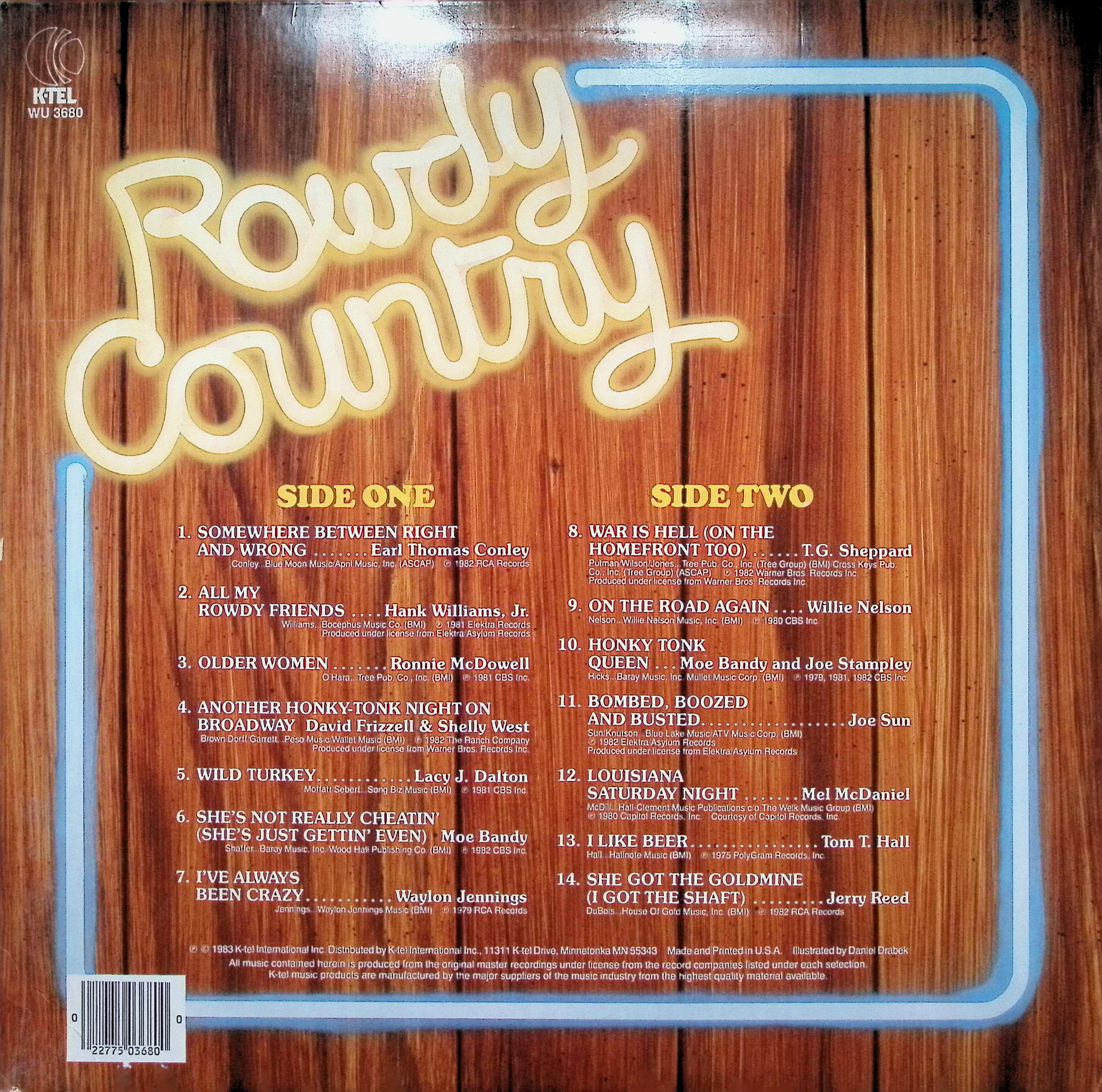 Various - Rowdy Country LP (1983) US Country Compilation — image 2