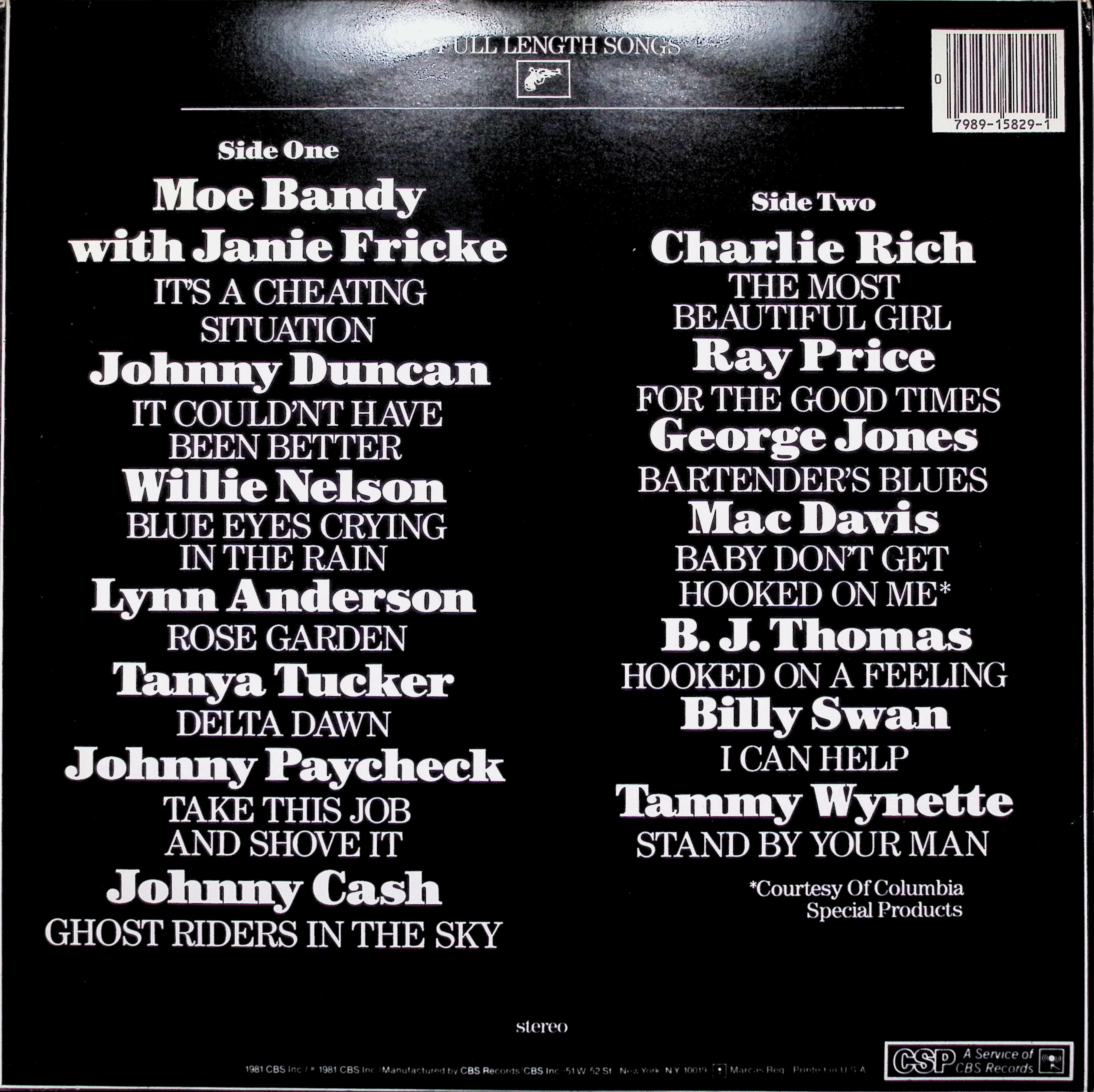 Various - Country Music's Top 14 LP (1981) — image 2
