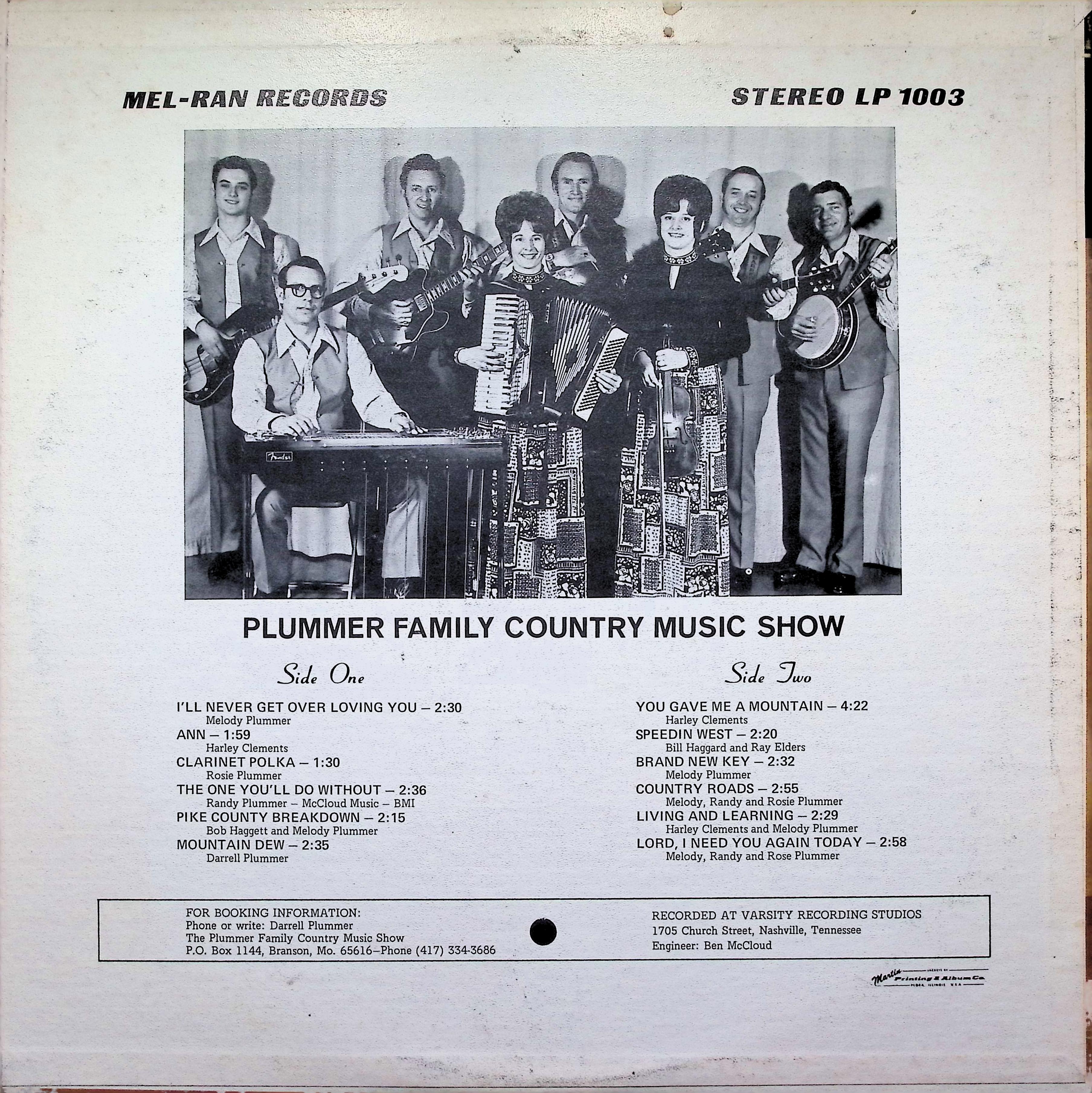 The Plummer Family - Country Music Show LP 1972 US — image 2