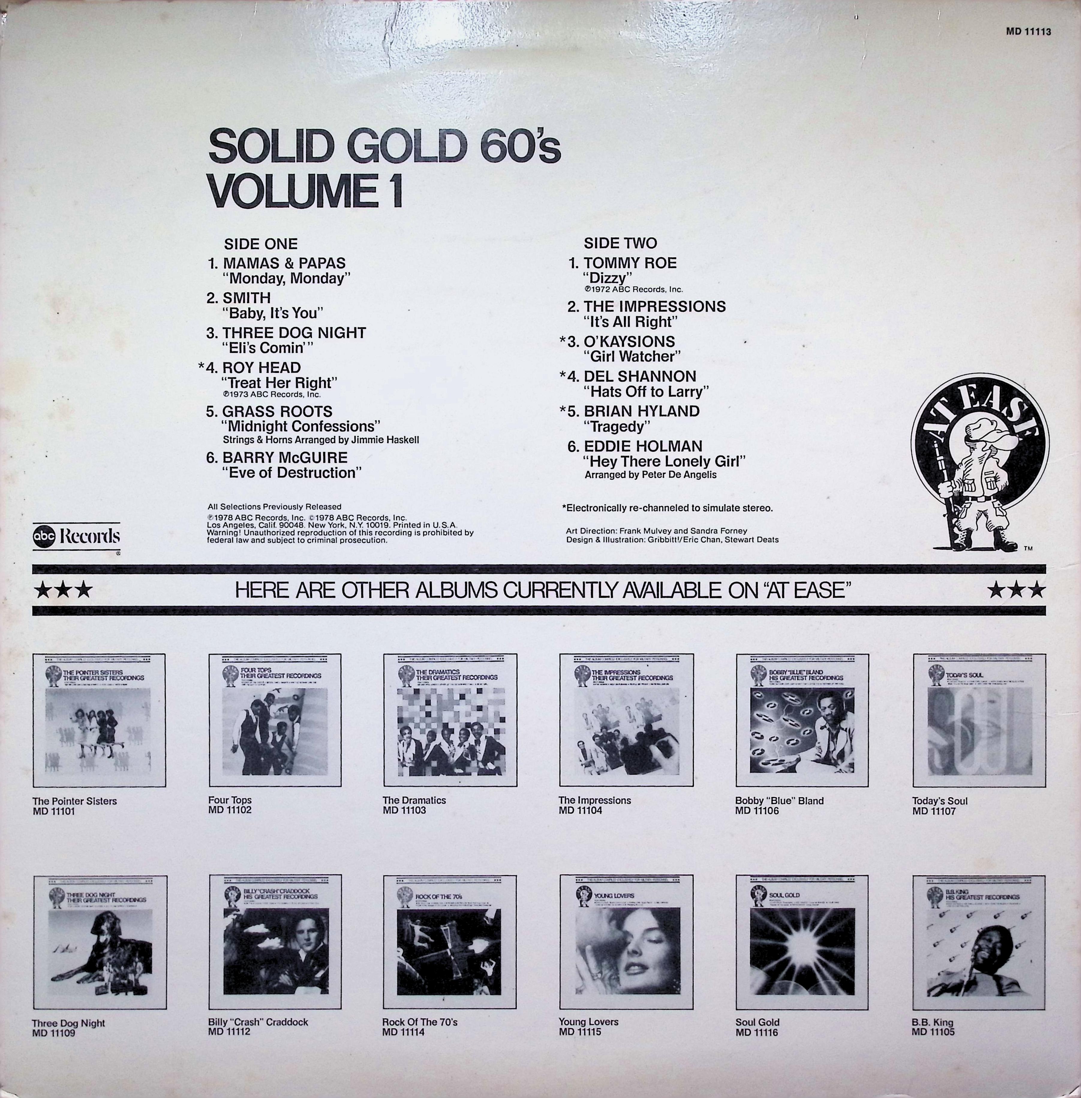 Various - Solid Gold 60's LP 1978 At Ease Compilation — image 2