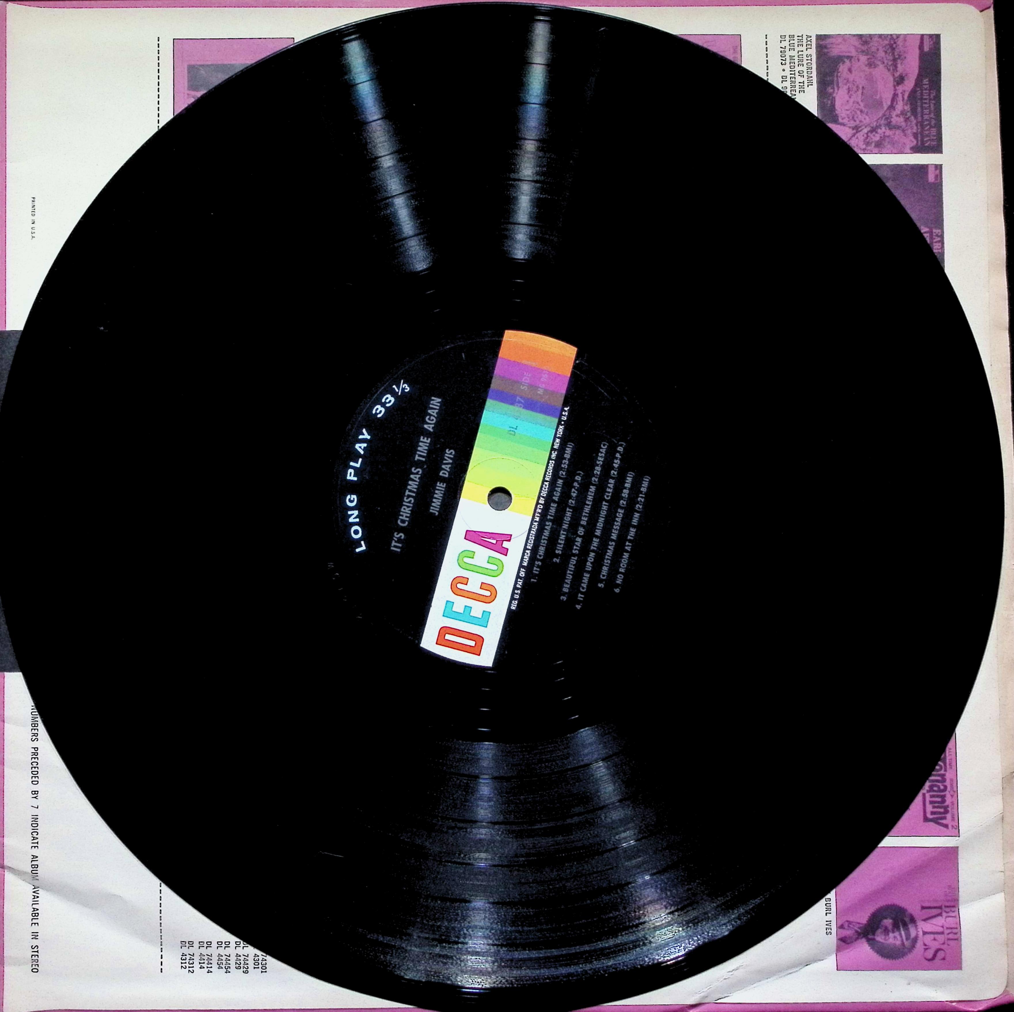 Jimmie Davis It's Christmas Time Again LP 1964 — image 3