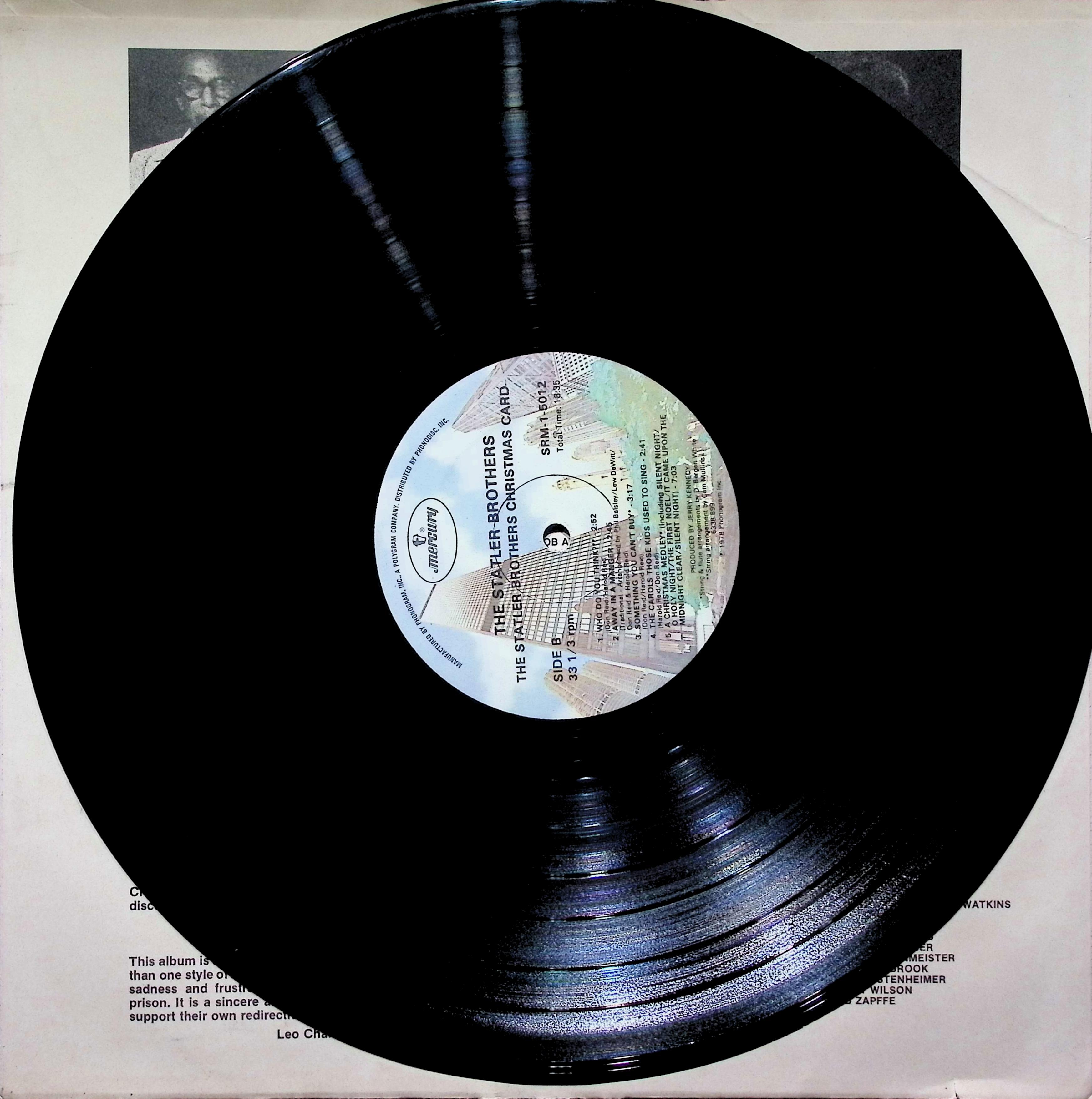 The Statler Brothers Christmas Card LP 1978 US Holiday Country — image 3